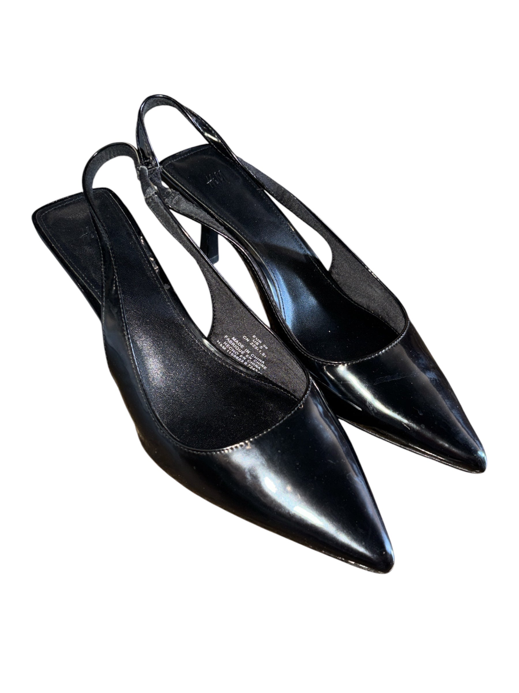 black h&m pointy slingback kitten heels, 5