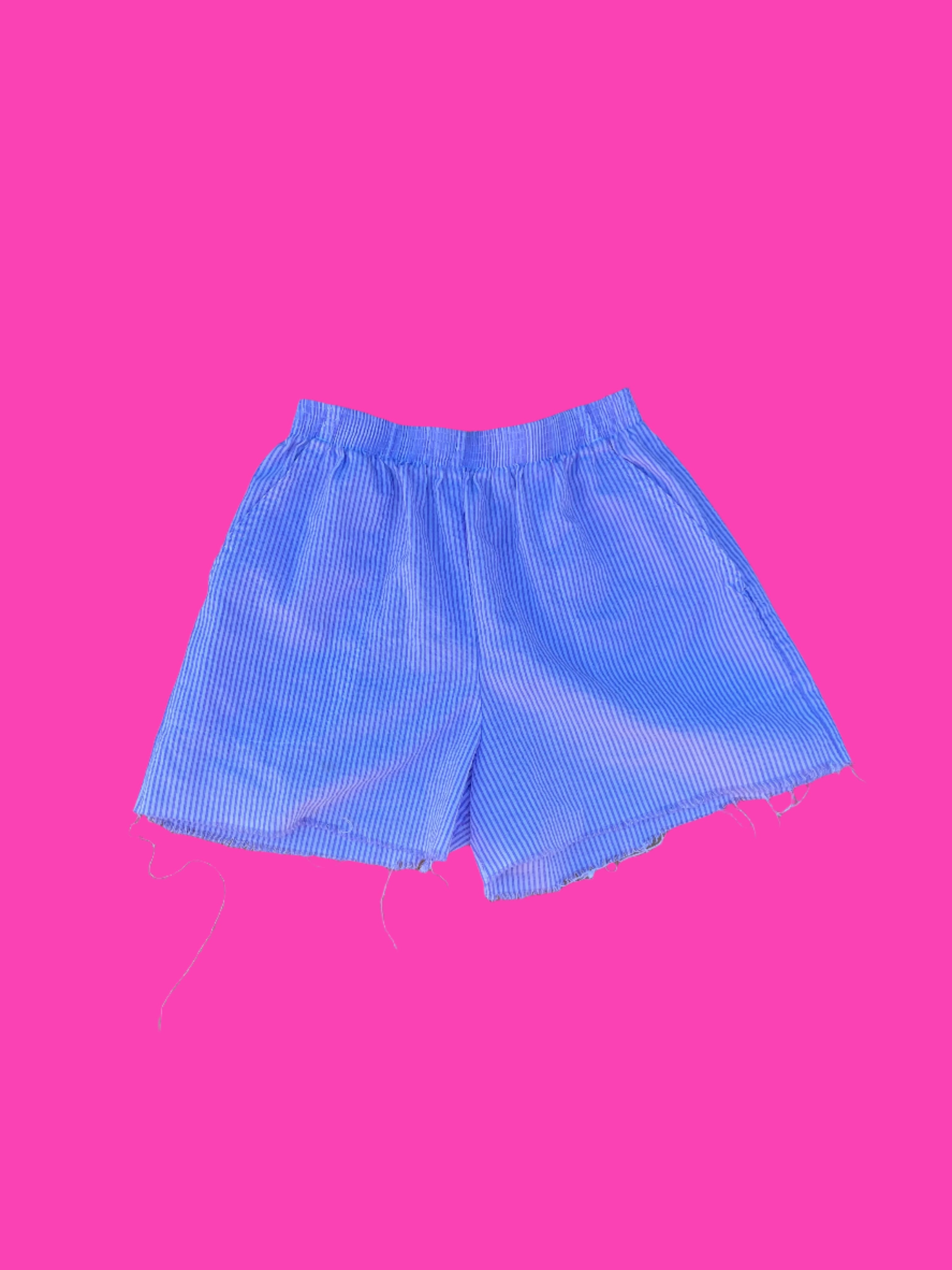 purple sport timer seersucker striped elastic shorts, xs