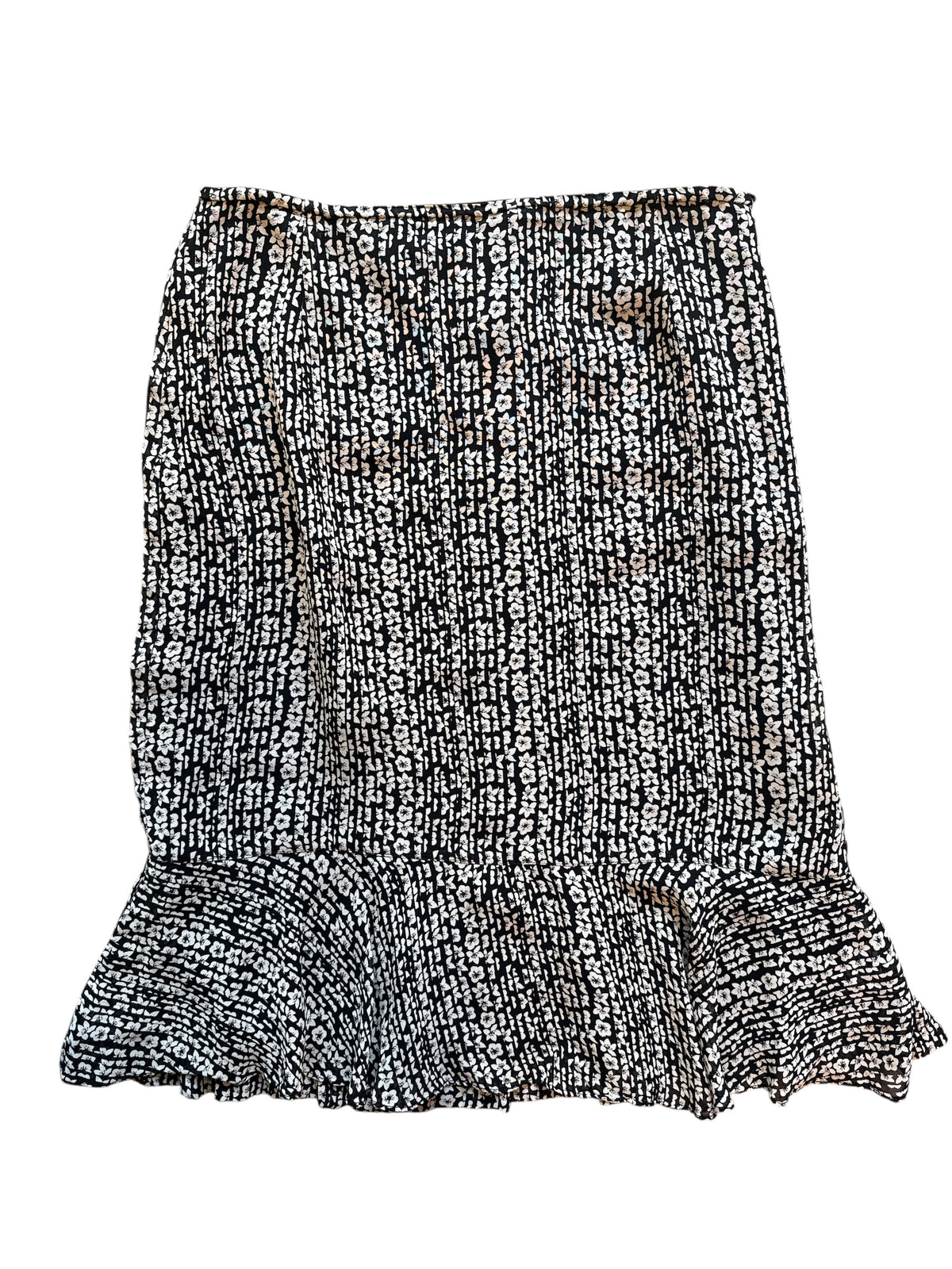 tan black chicos floral pleated midi skirt, 1