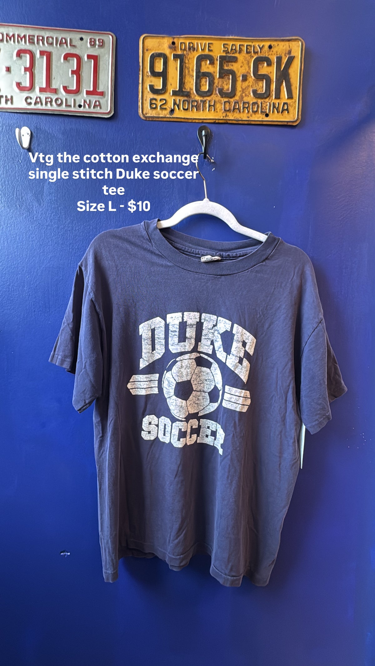 blue the cotton exchange duke soccer tee, L