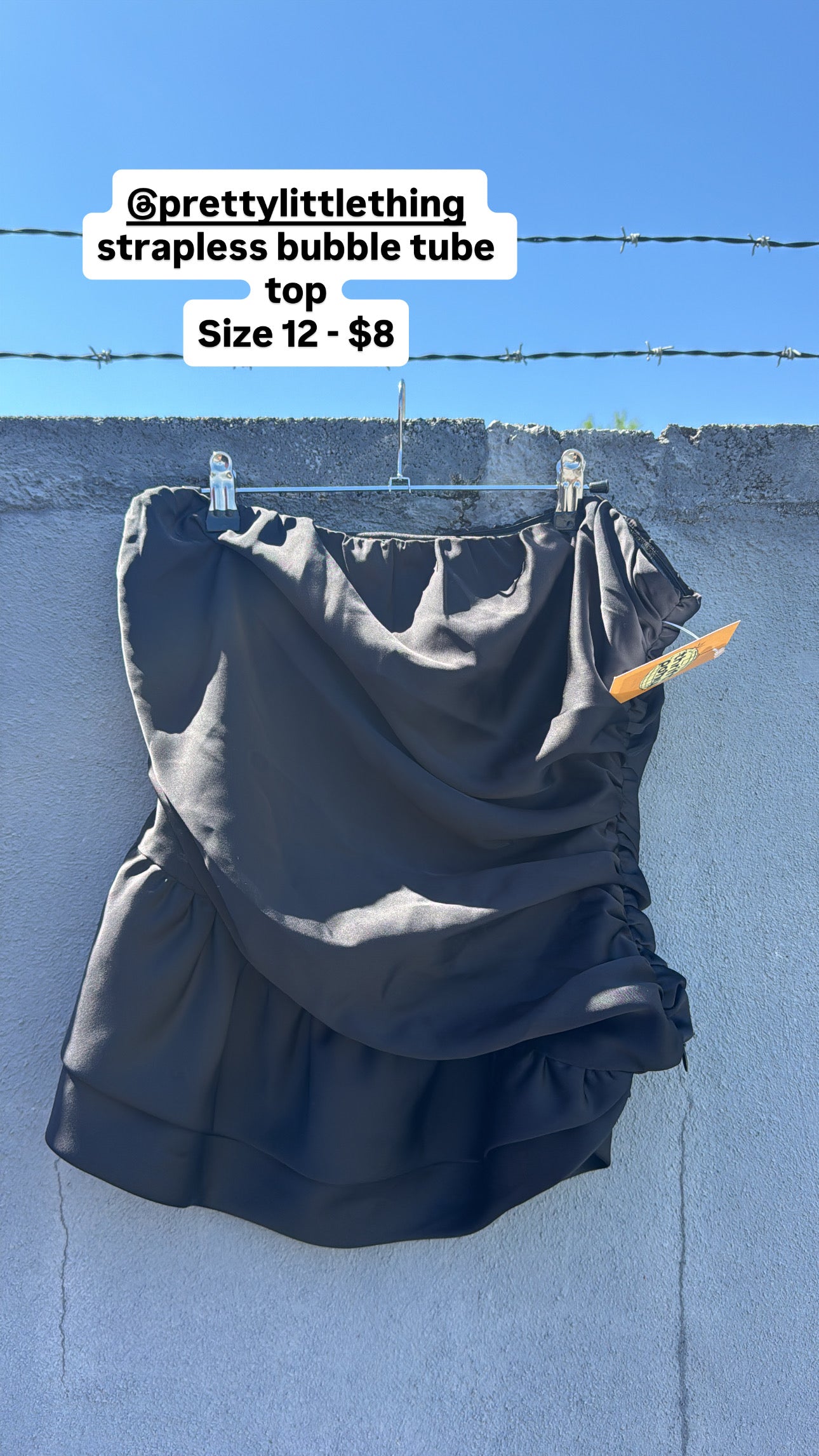 Black Pretty little thing Strapless bubble top, 12