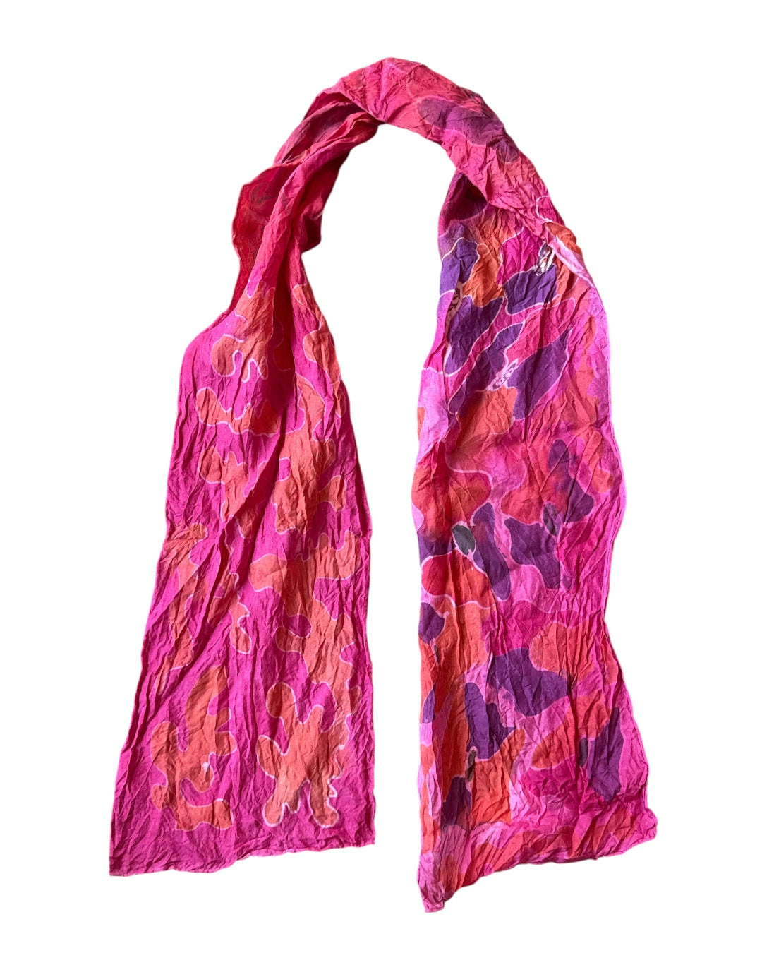 pink red purple  patterned silk scarf