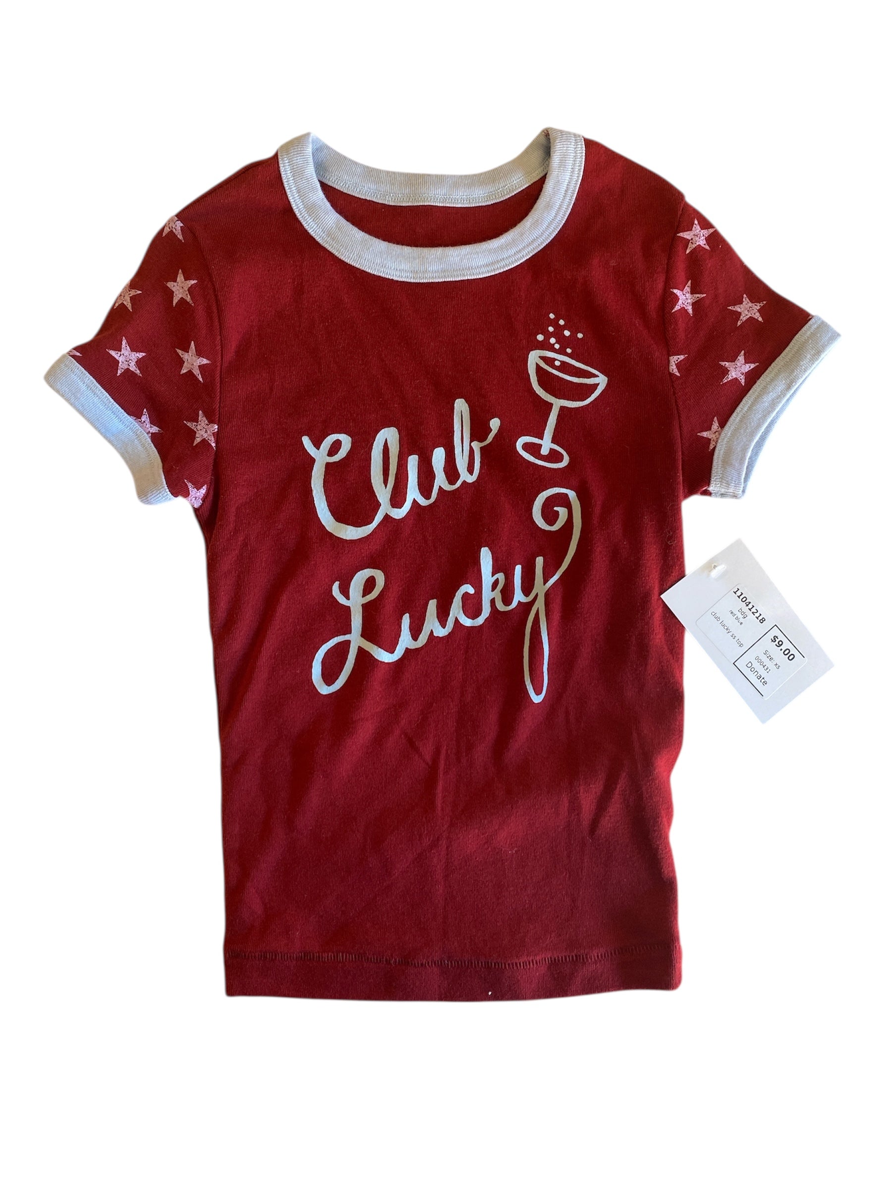 red blue bdg club lucky ss top, xs