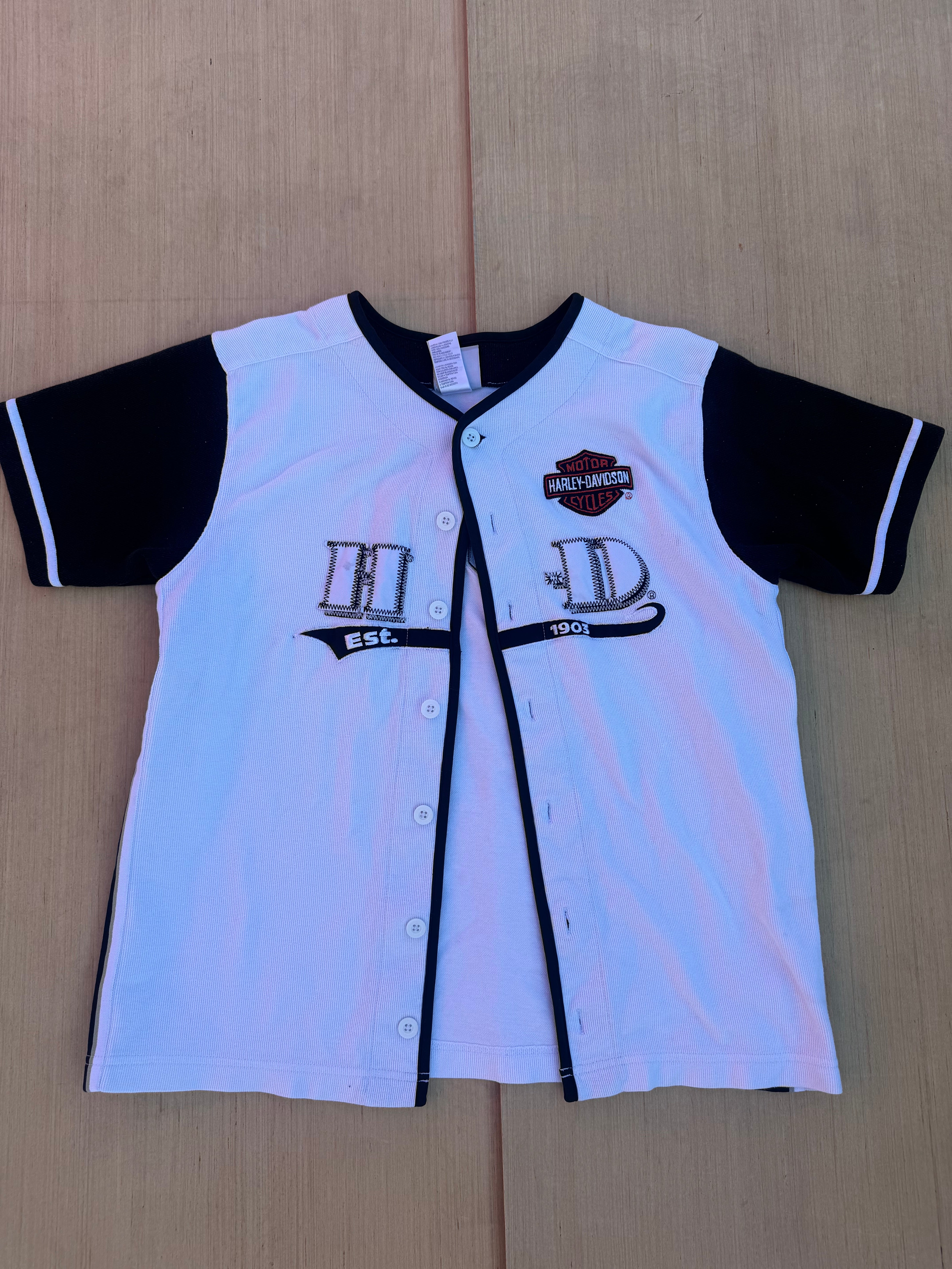 White Harley Davidson Harley baseball jersey, XL (fits like M)