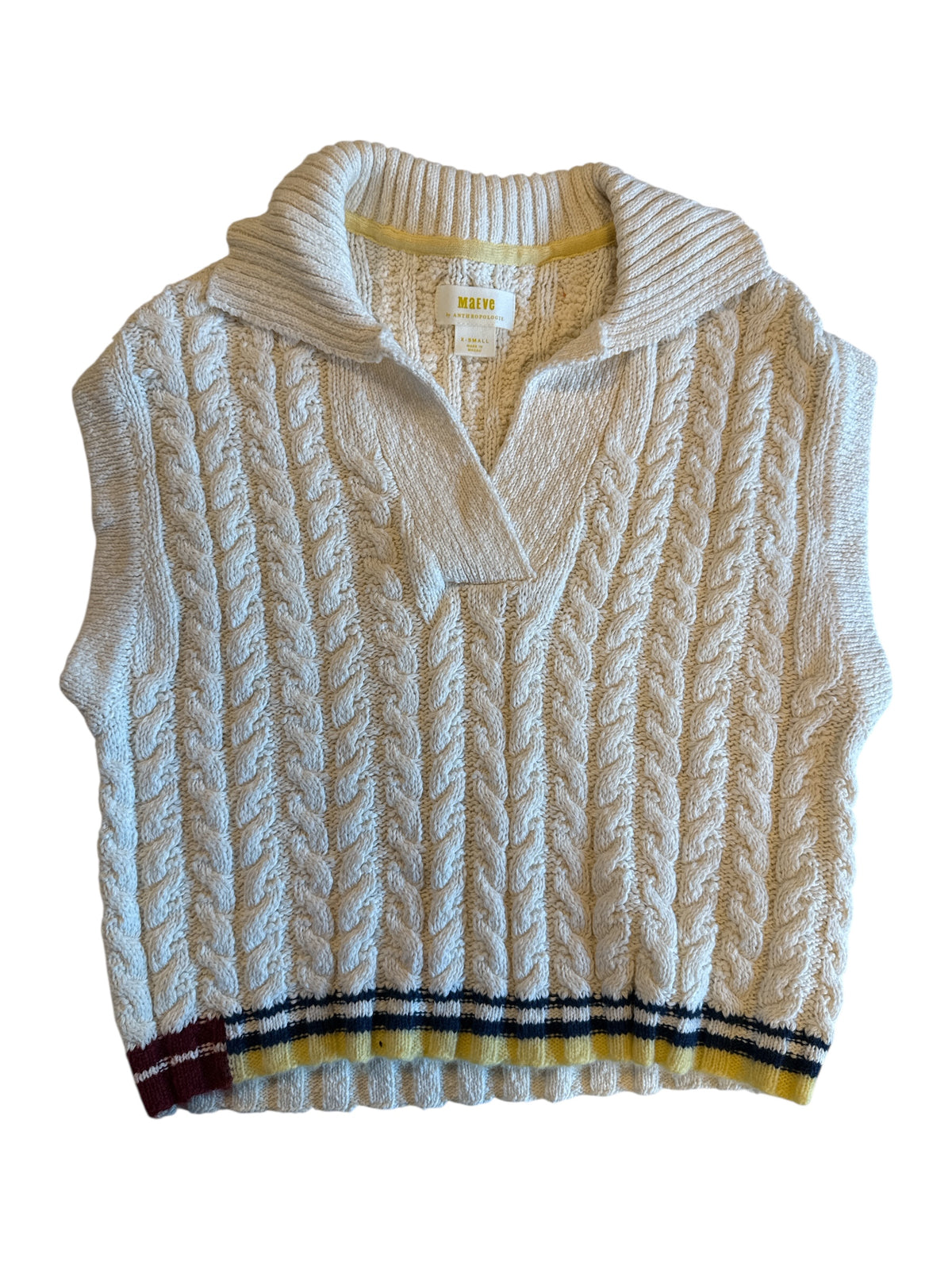 Cream white Maeve Ss cable sweater, XS