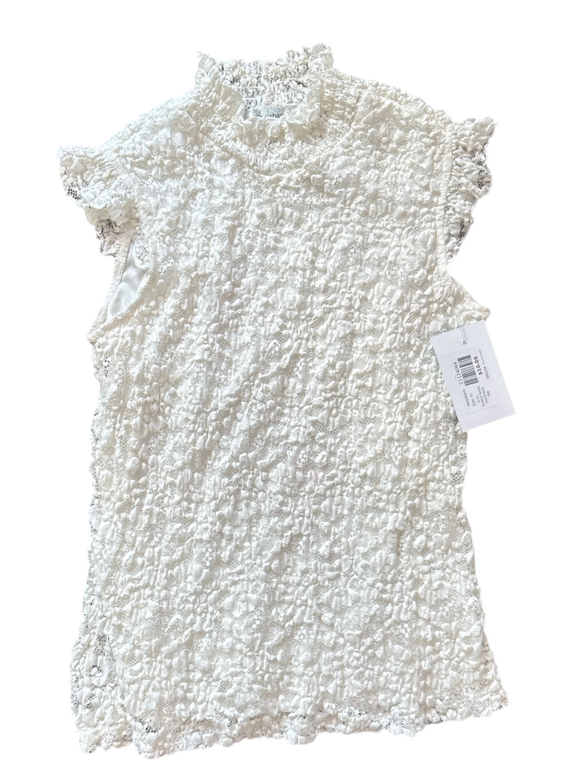 white dressbarn Stretch lacey mockneck top, m