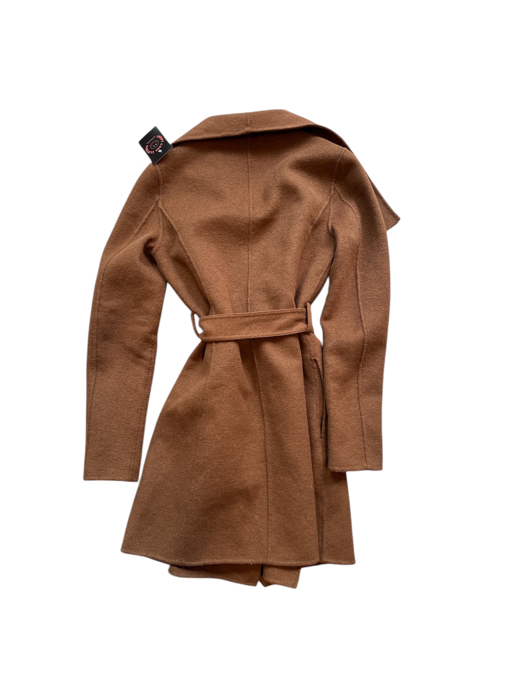 brown tahari tie waist trench, s