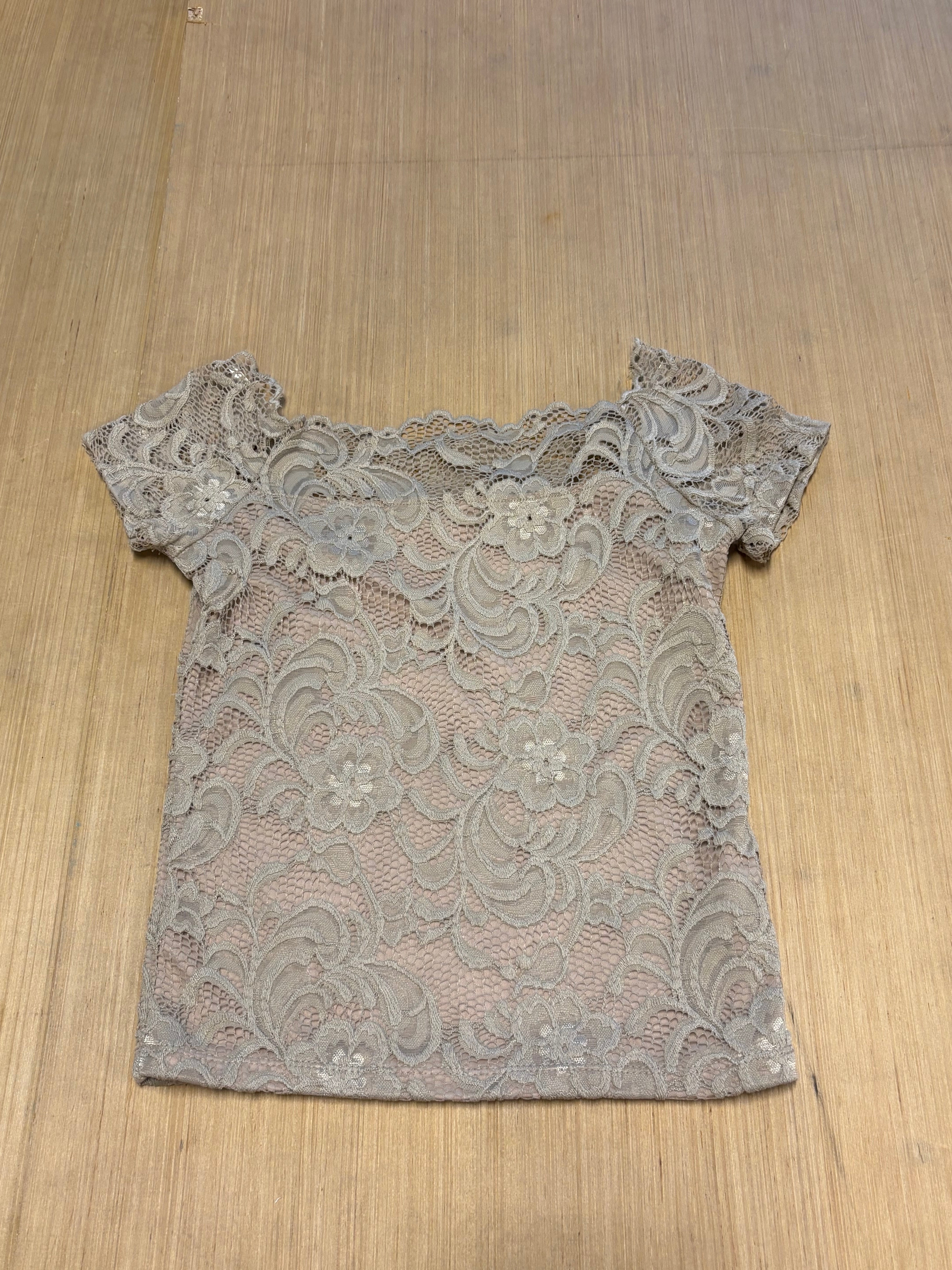 Tan Ambiance Lace off shoulder top, S