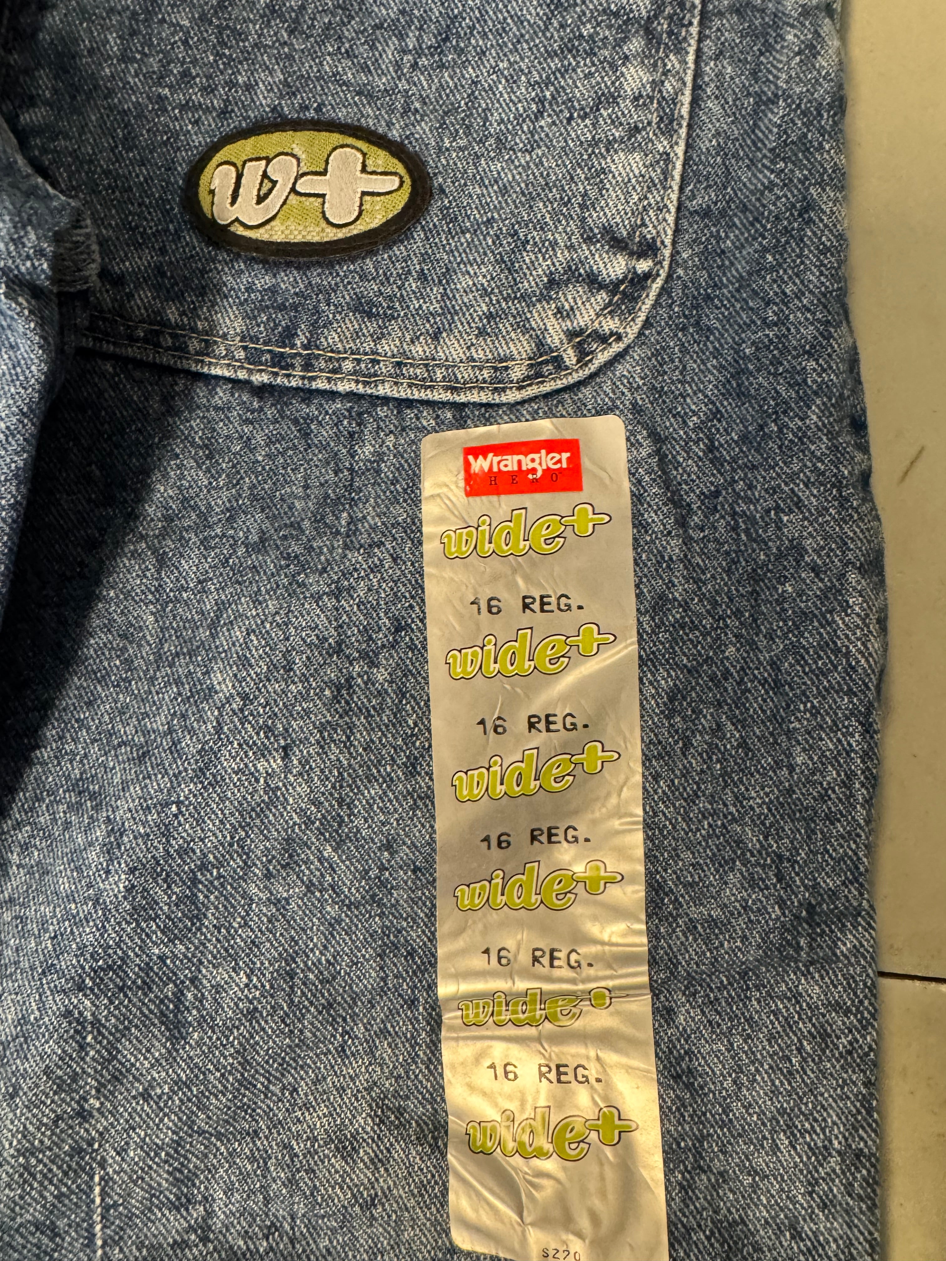 blue wrangler dead stock wide leg jeans, 16
