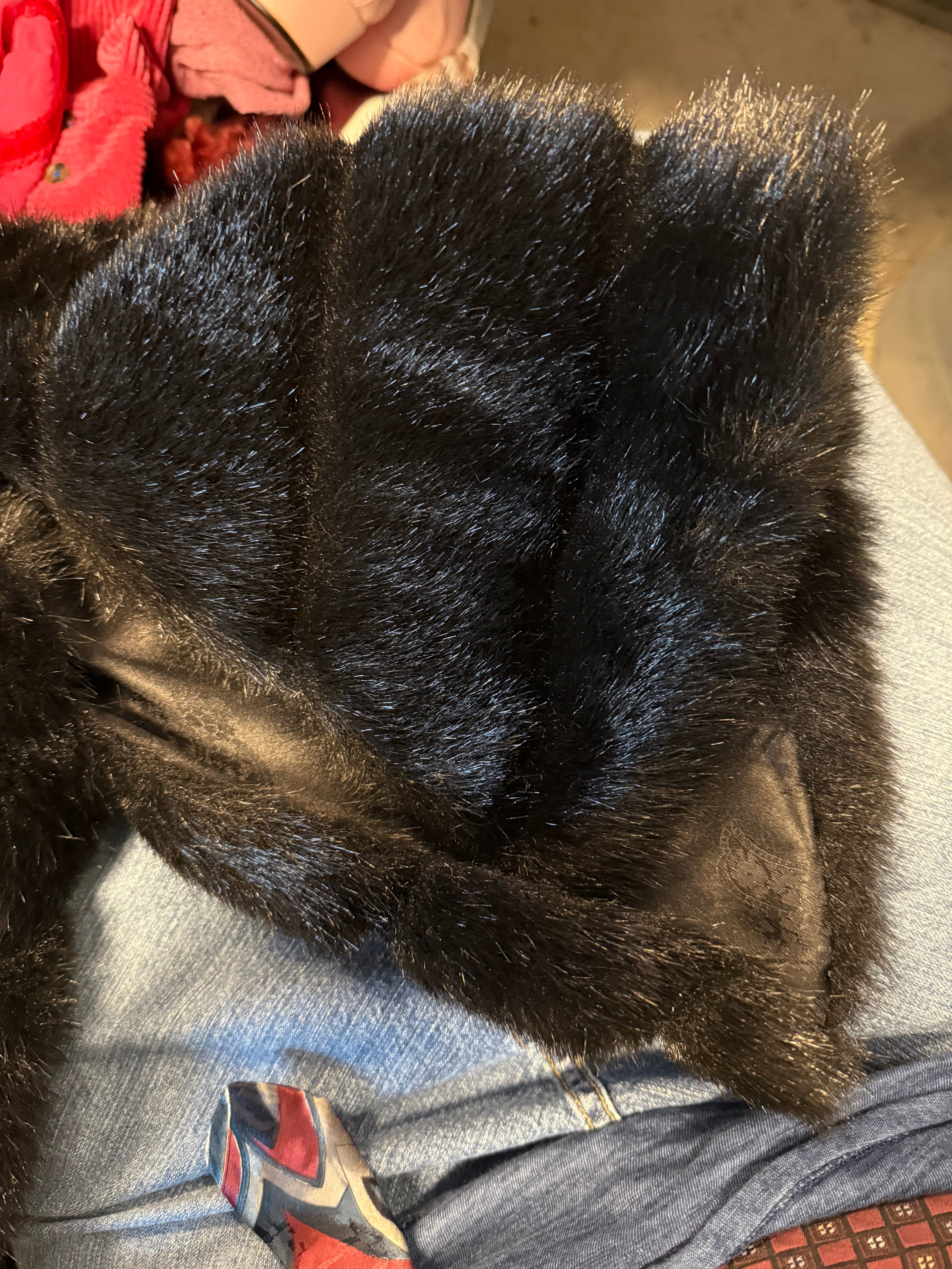 black banana republic fur cropped jacket w split sleeves, m/l