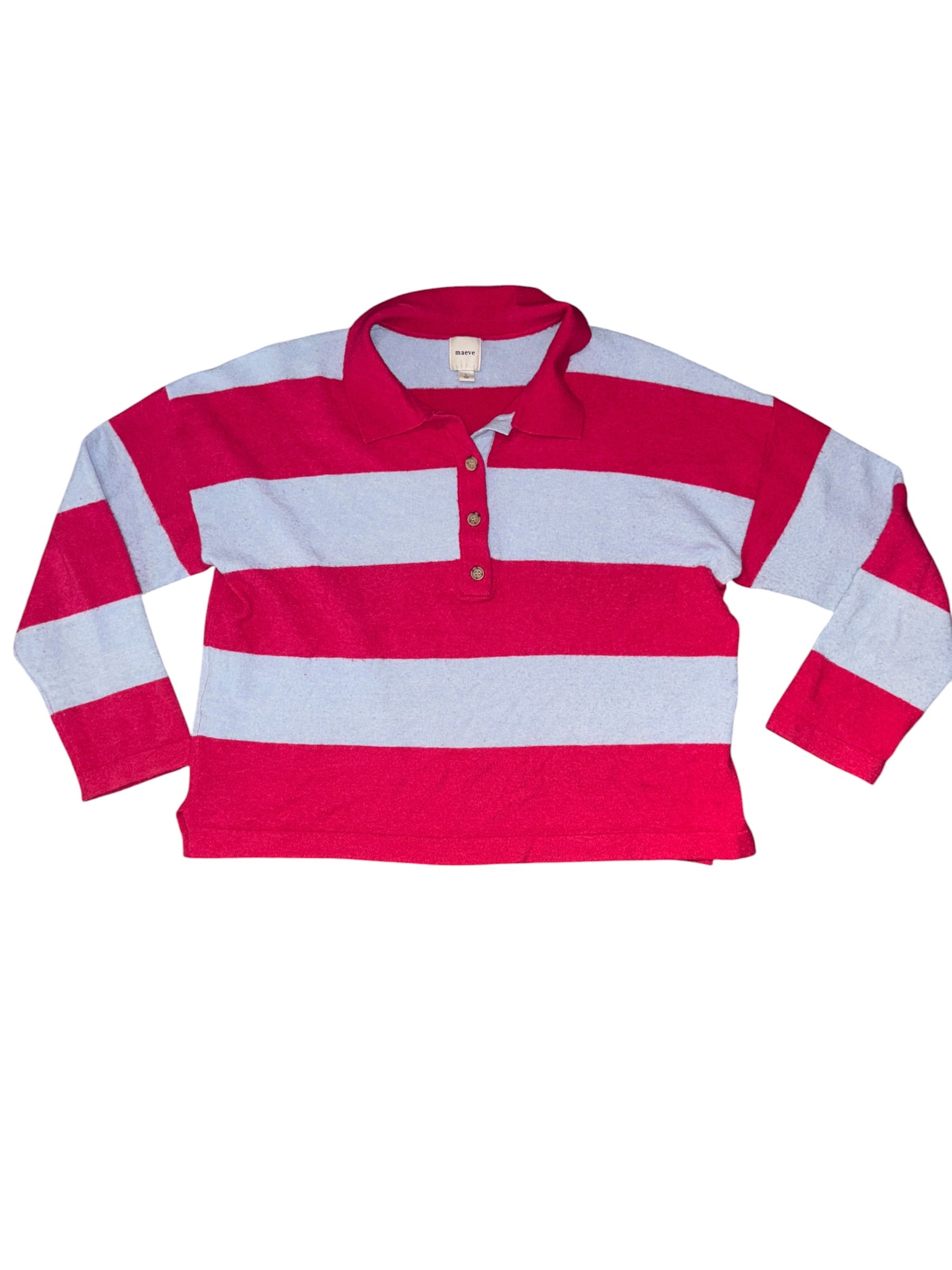 pink blue maeve cozy striped collared ls, L