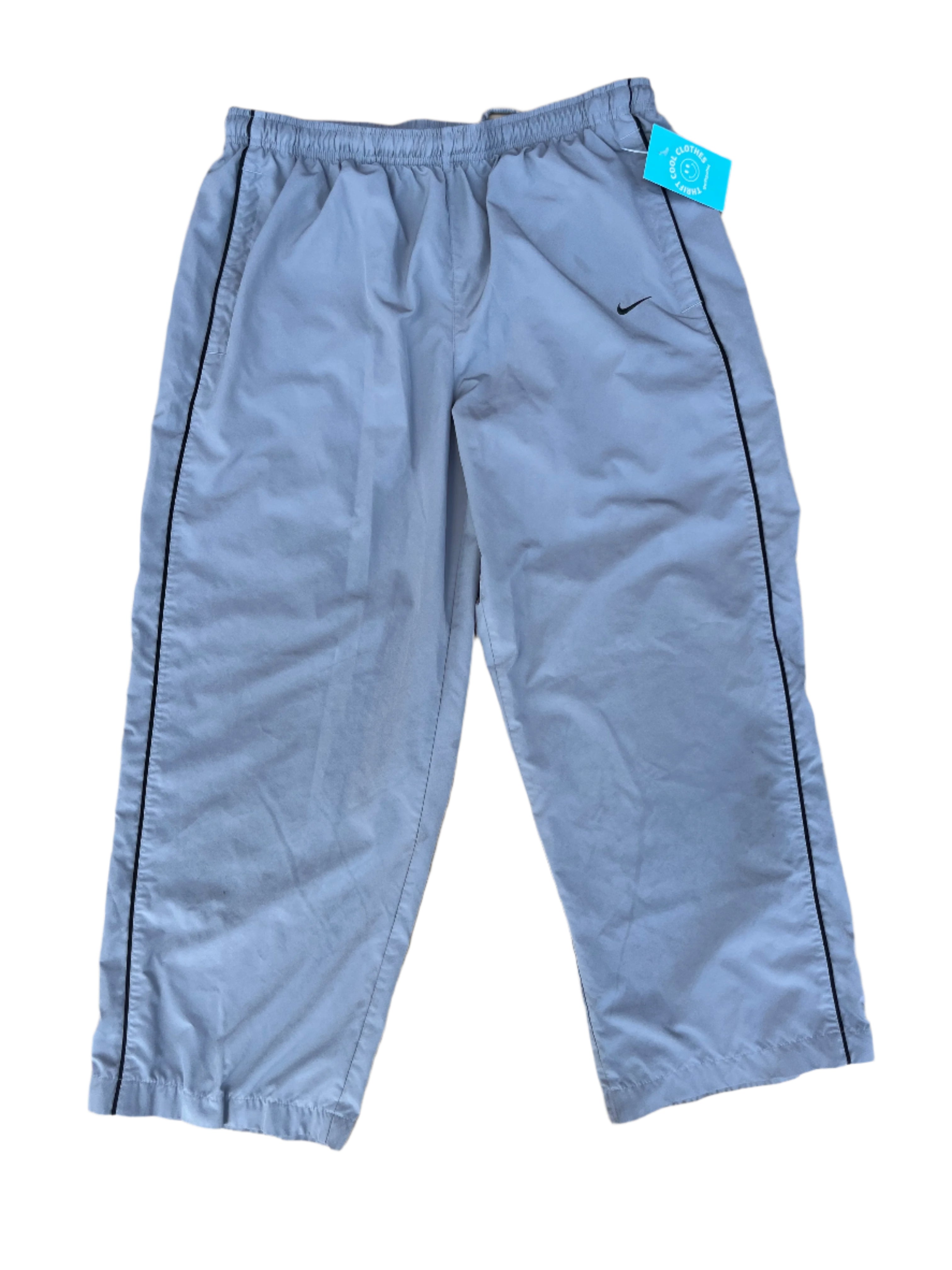 gray nike swishy pants, large