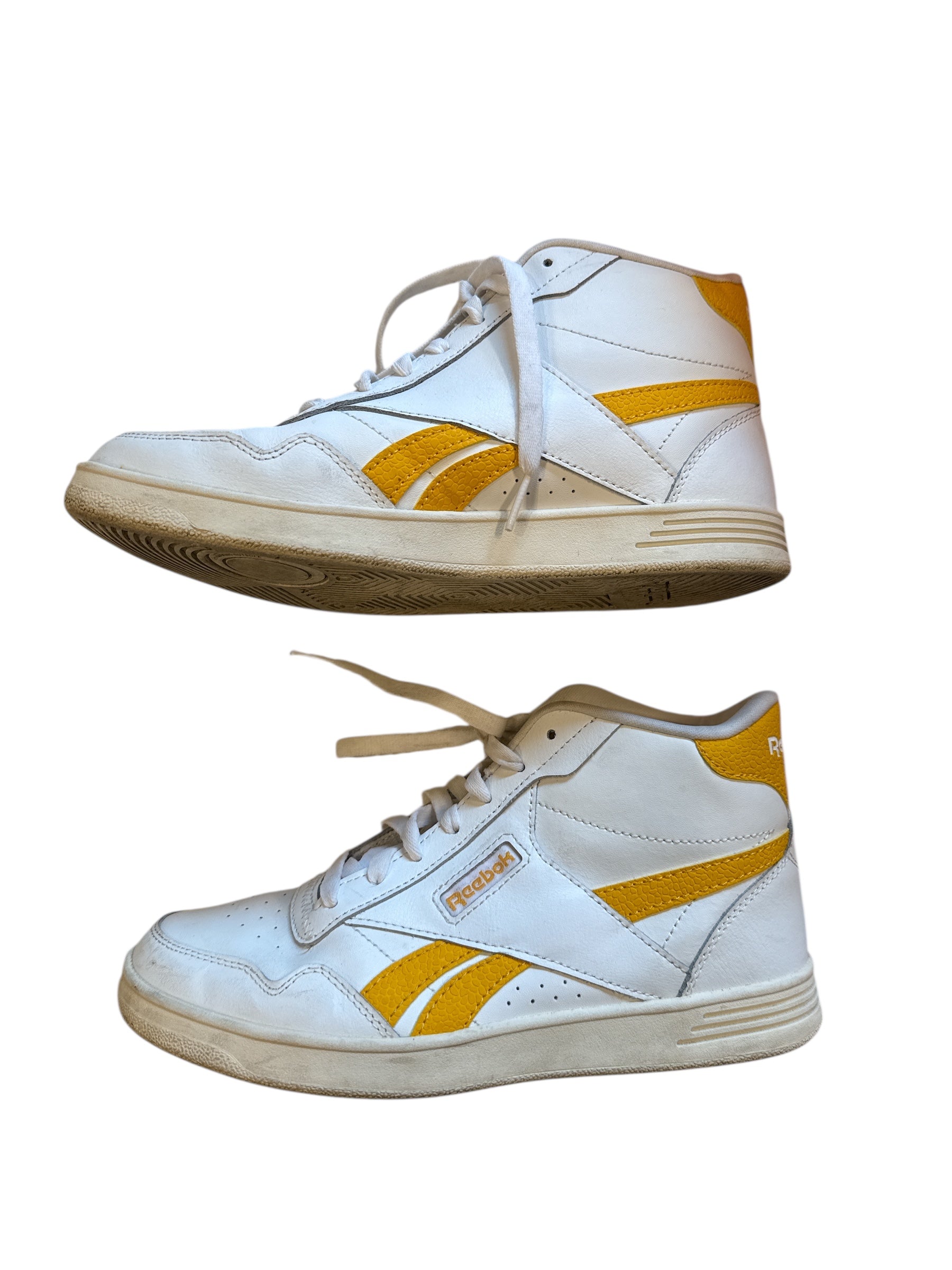 white yellow reebok high top sneakers, 8