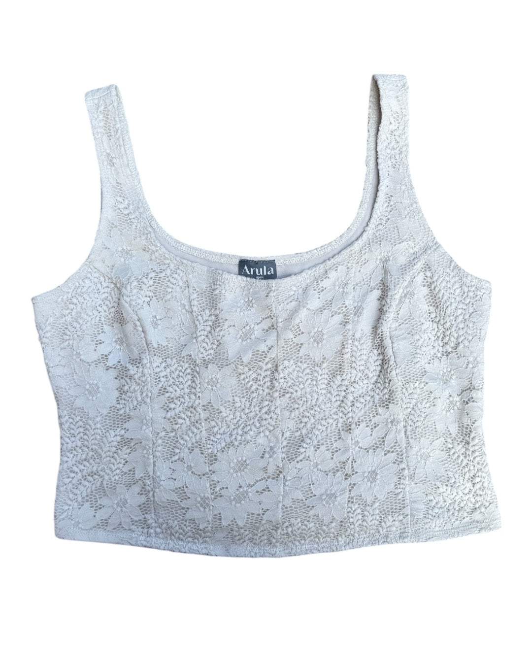 white arula lace tank top, XL
