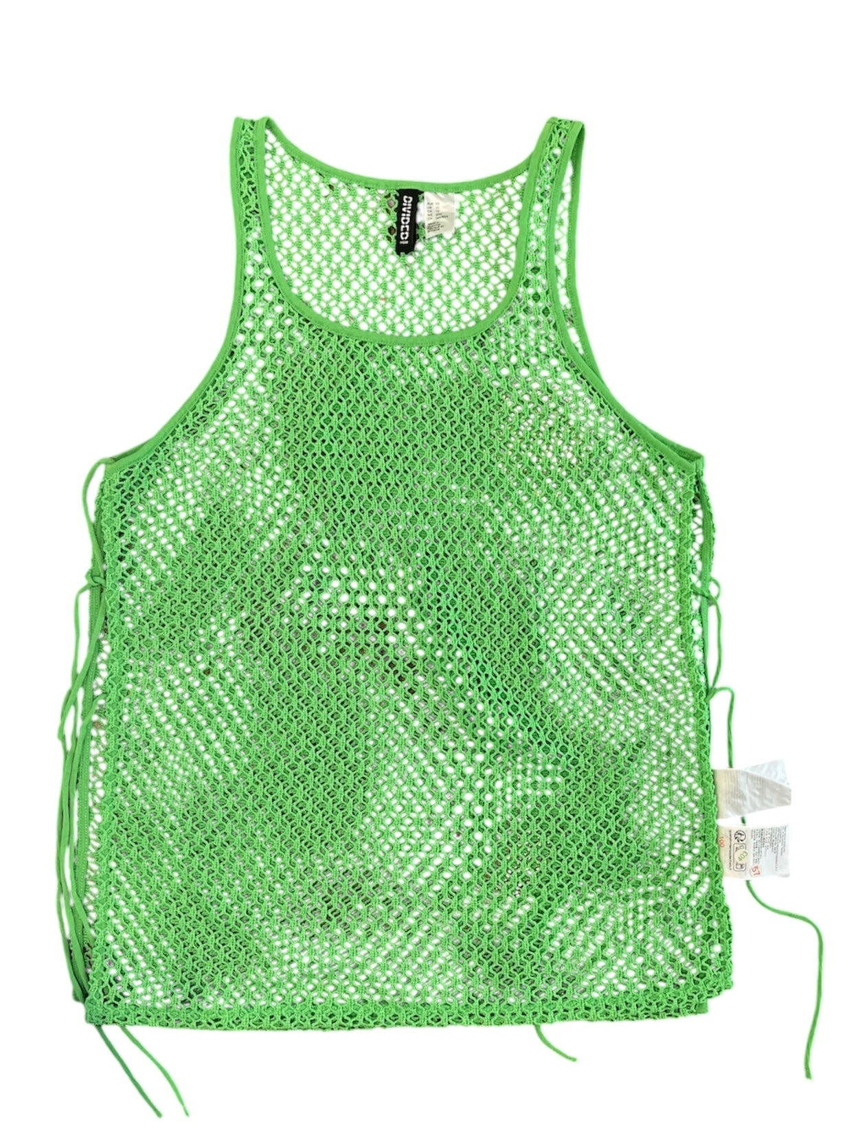 green divided crochet tank, xs