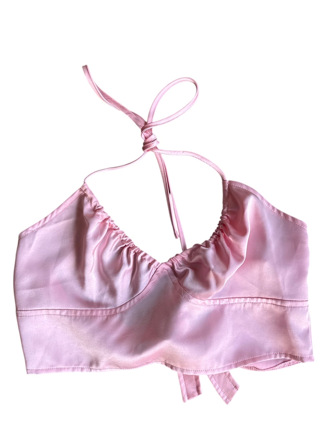 pink victoria + sophia nwt satin halter tank, m