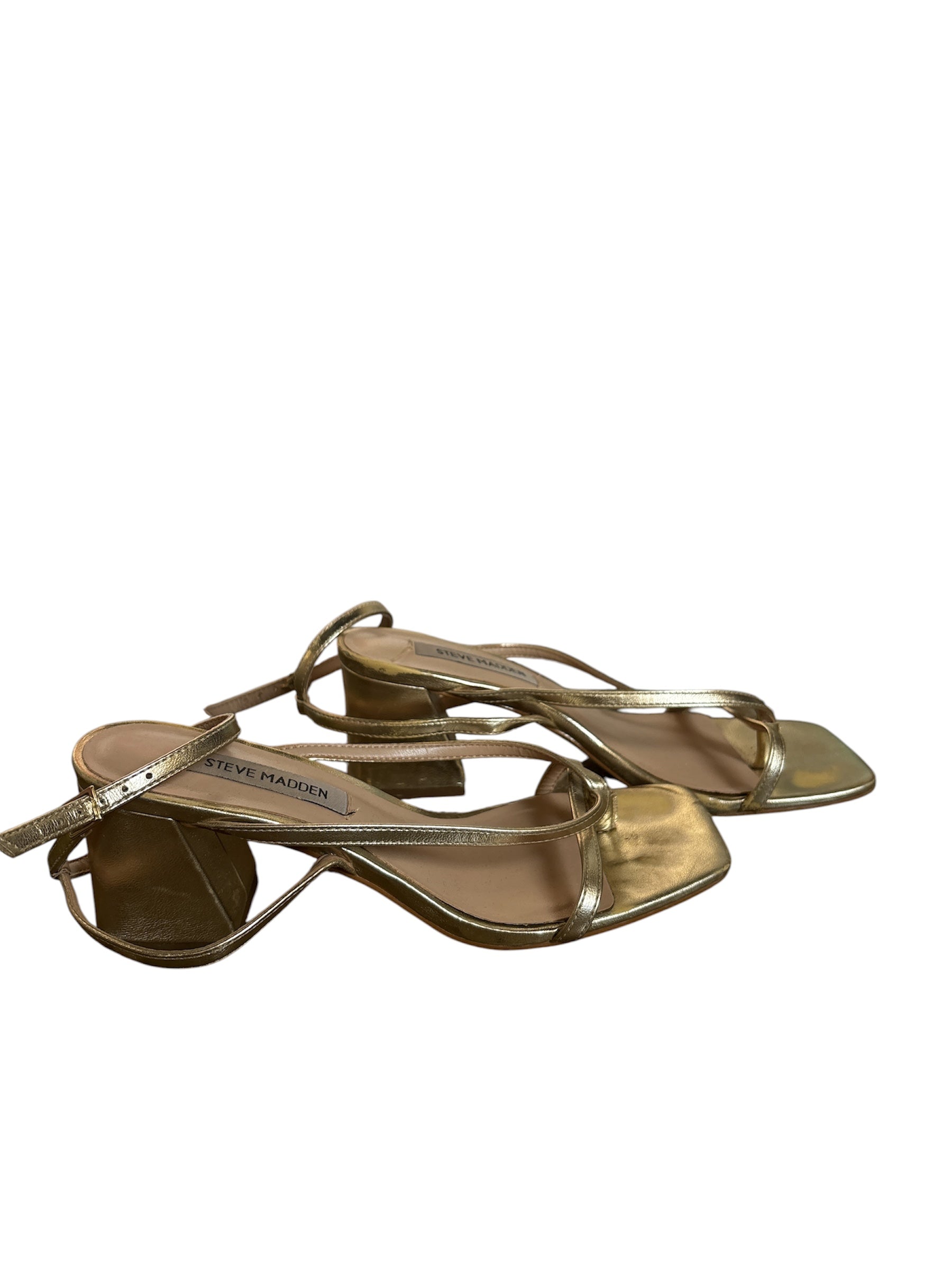 gold steve madden strappy heel