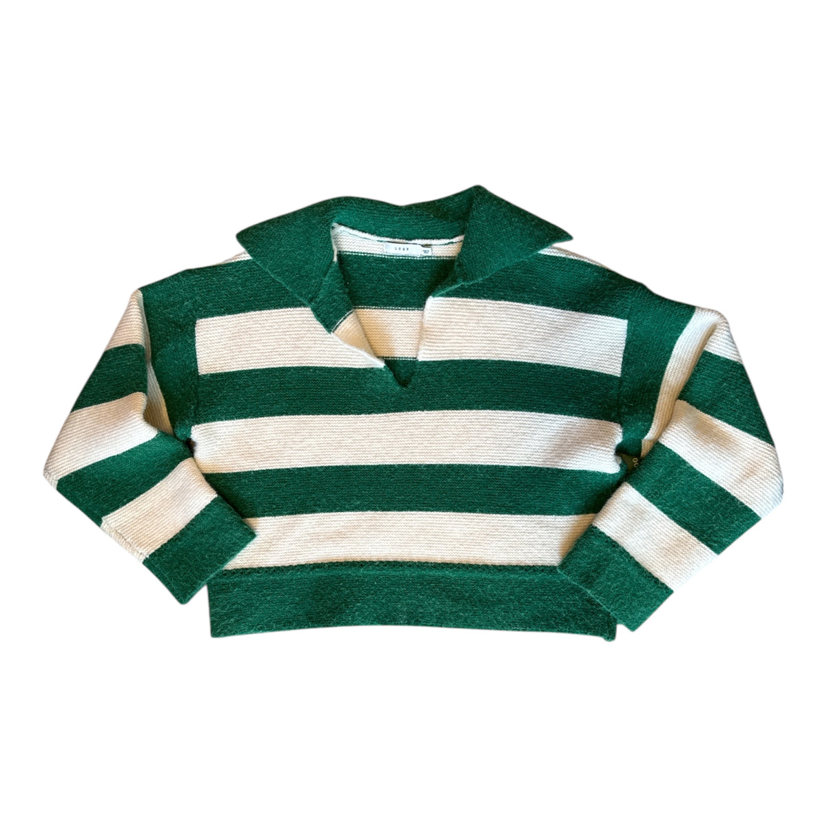 green white Lush knit striped cropped sweater, S