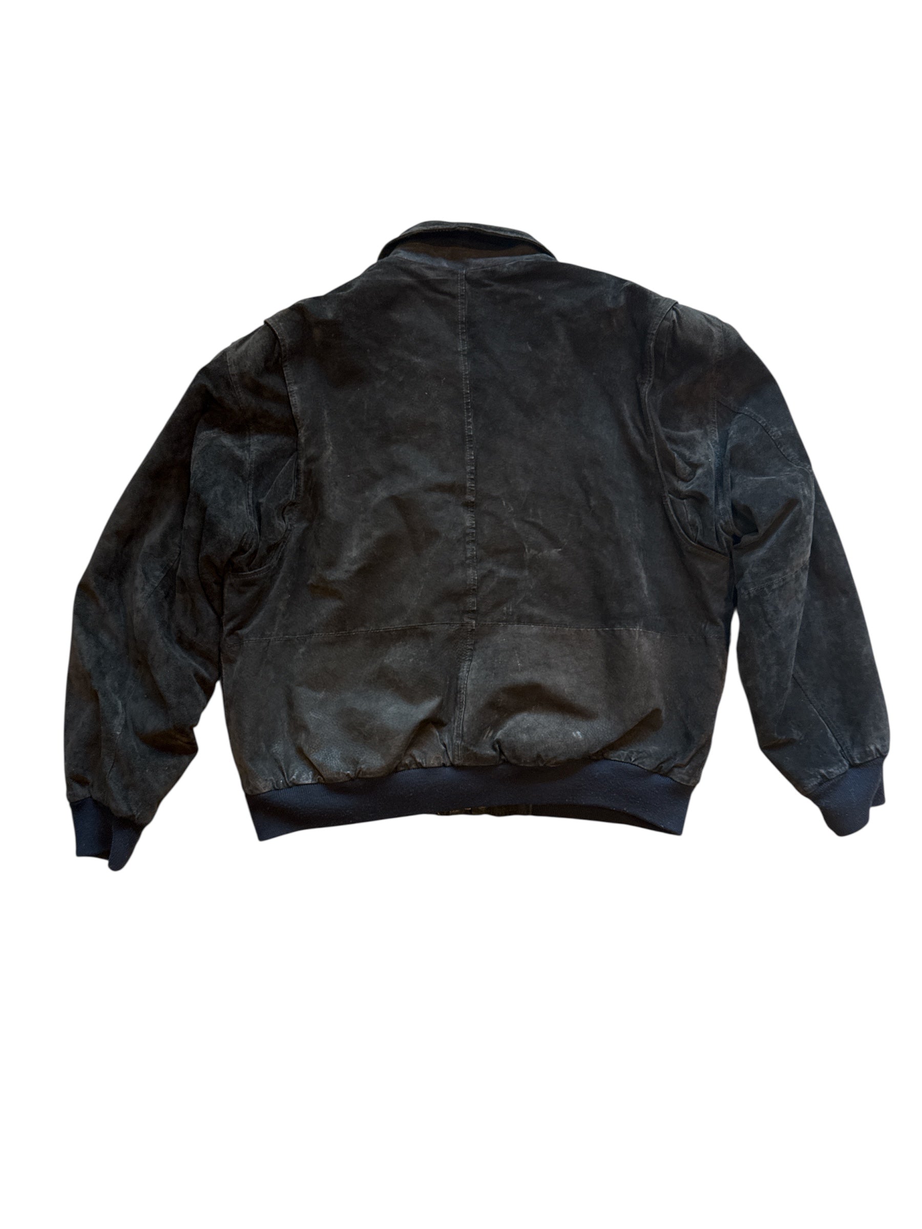 black duncan row leather flannel lined jacket, xl