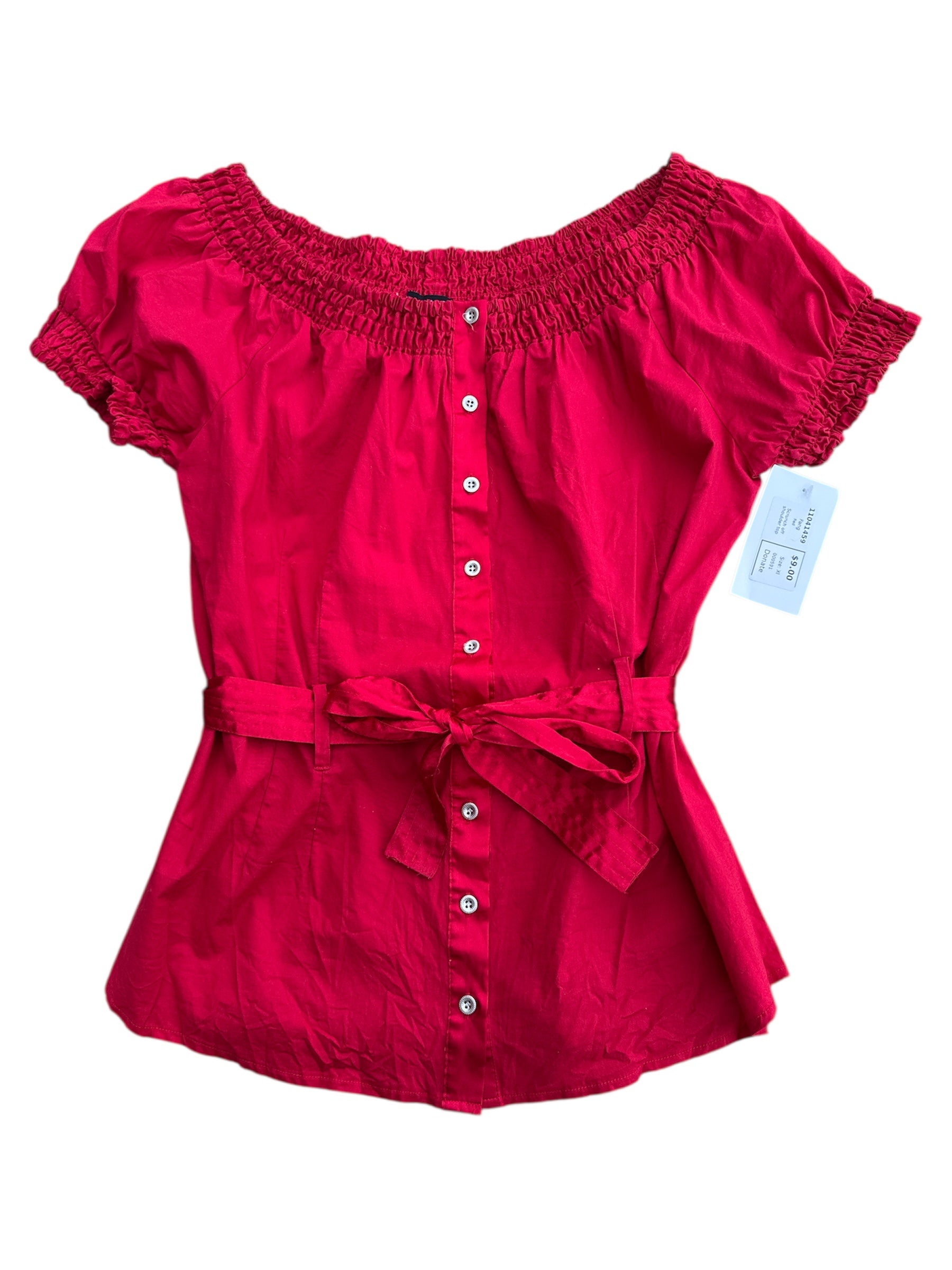 Red Fang Scrunch off shoulder top, Xl