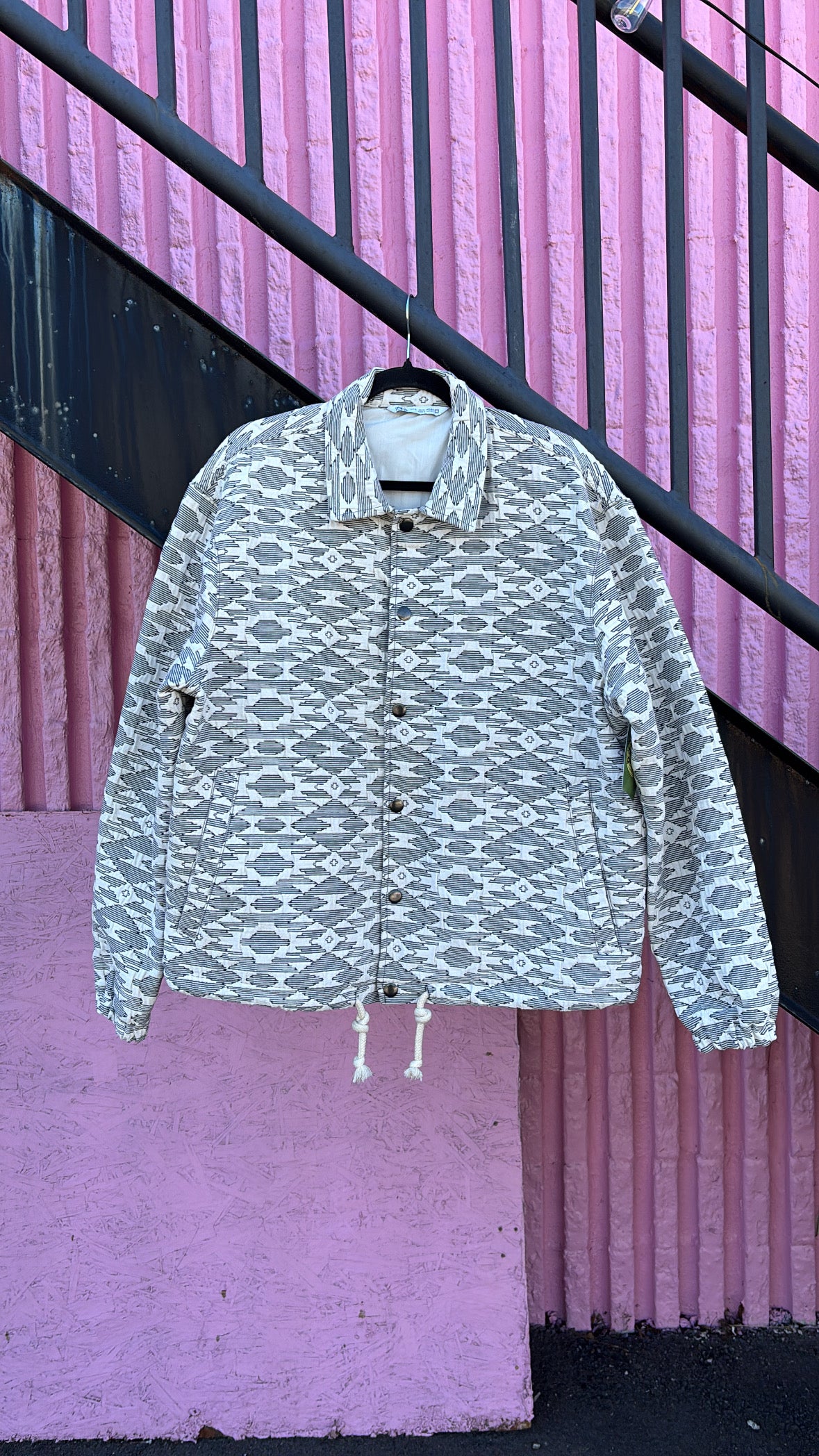 white blue zara embroidered button jacket, xl