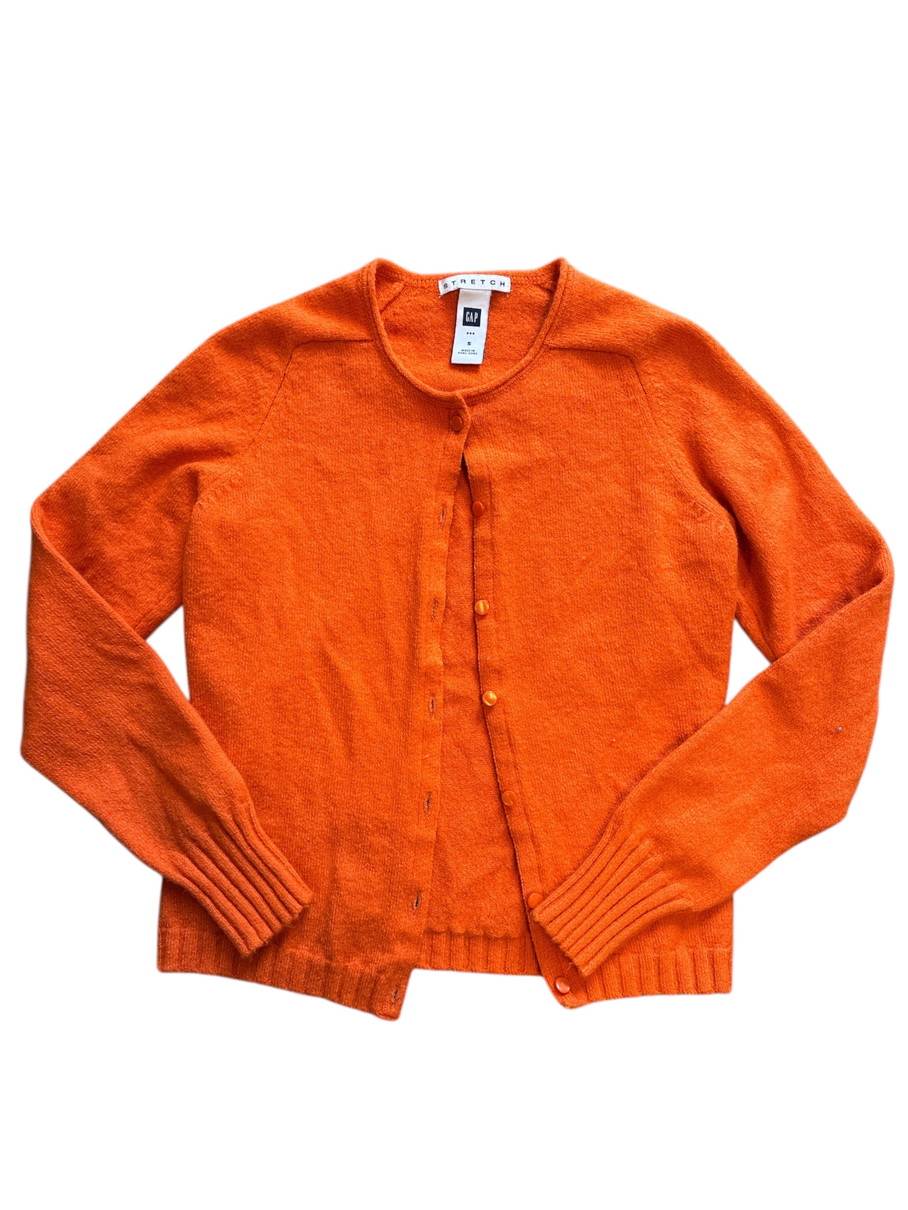 orange gap button up sweater, s