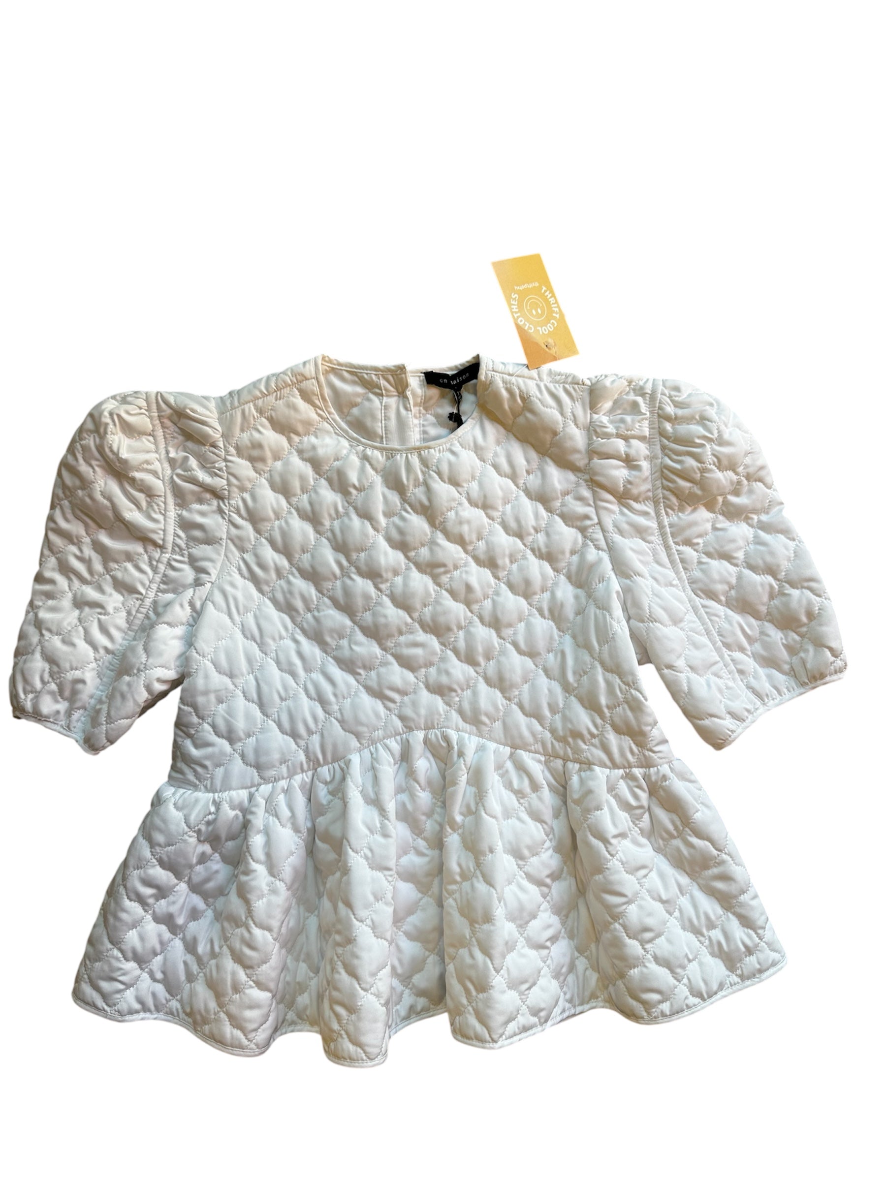 white en saison nwt quilted peplum top, xs