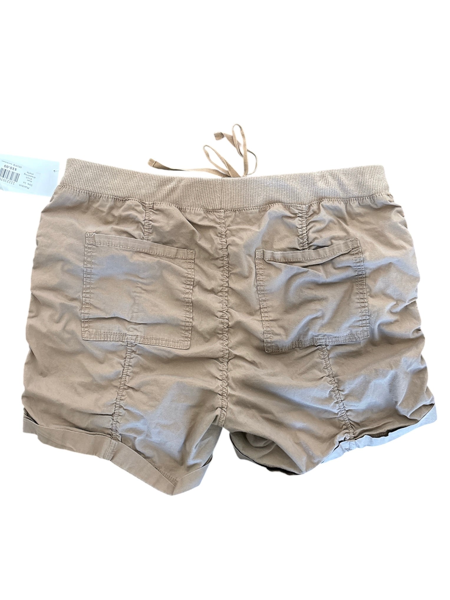 Khaki Plustitch Cinch drawstring shorts, 1x