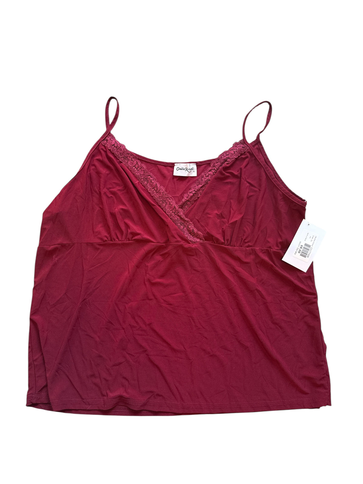 red claudia richard tank w lace, 2x