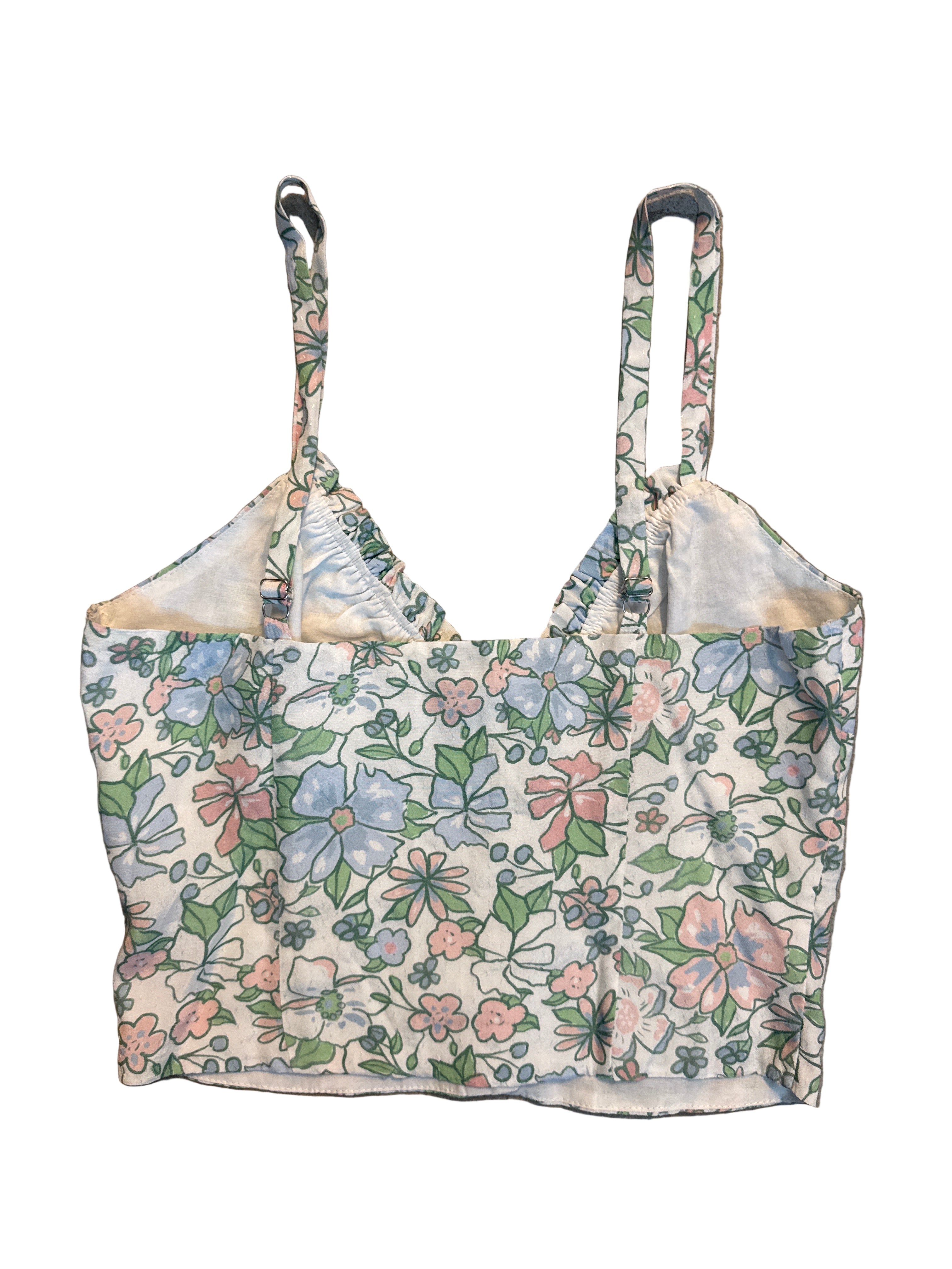 white green blue pink princess polly floral bustier buttont ank, 4
