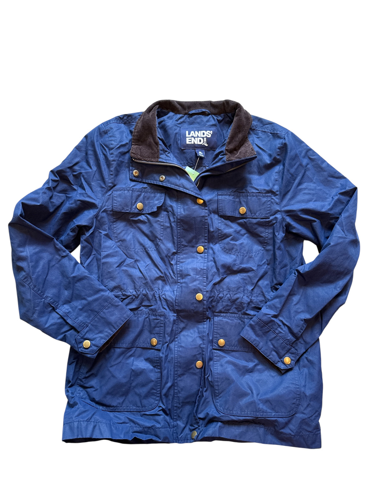 navy brown lands end cord detail button jacket, m