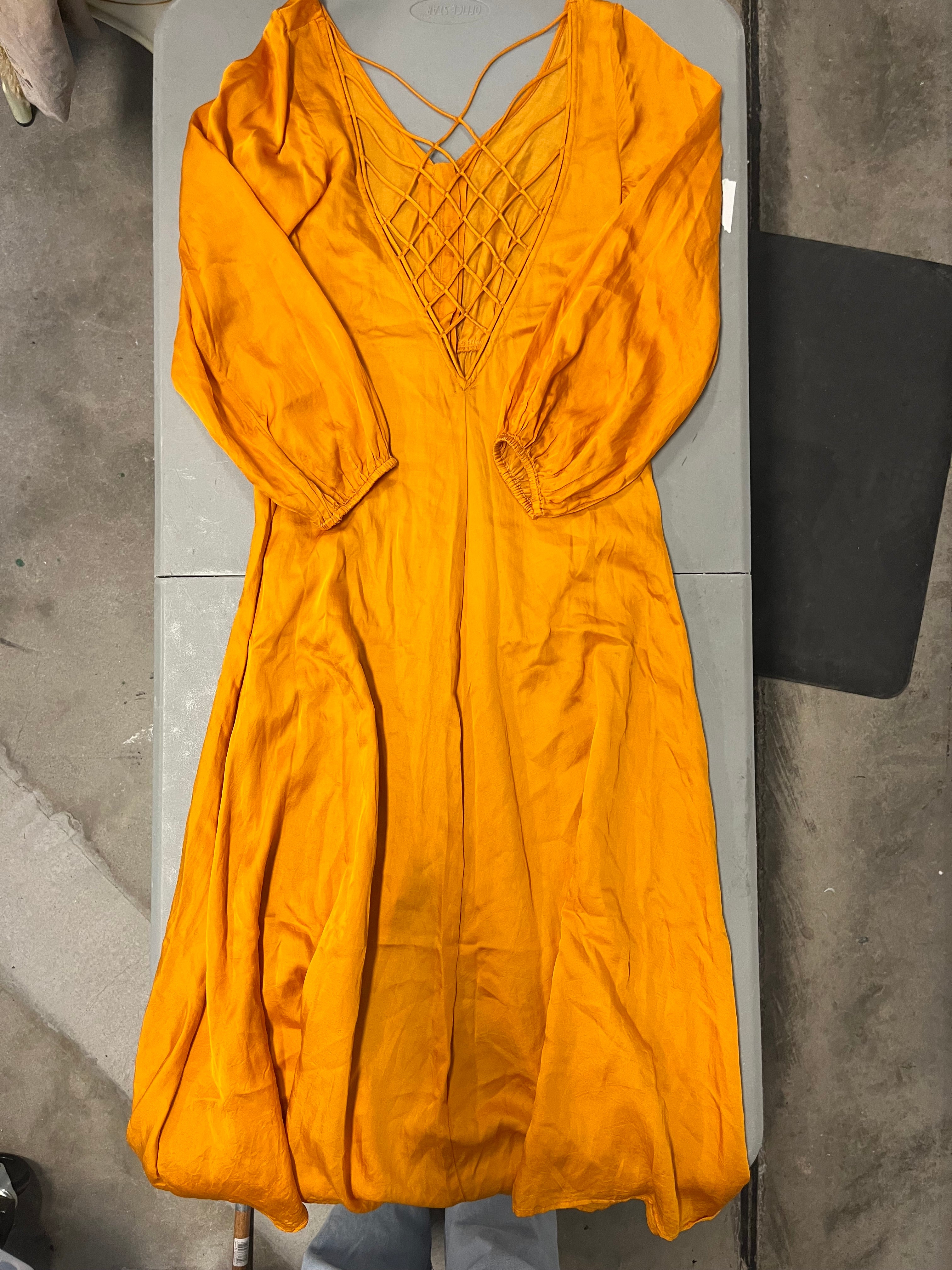 Orange Free people Satin maxi w crisscross back, 2