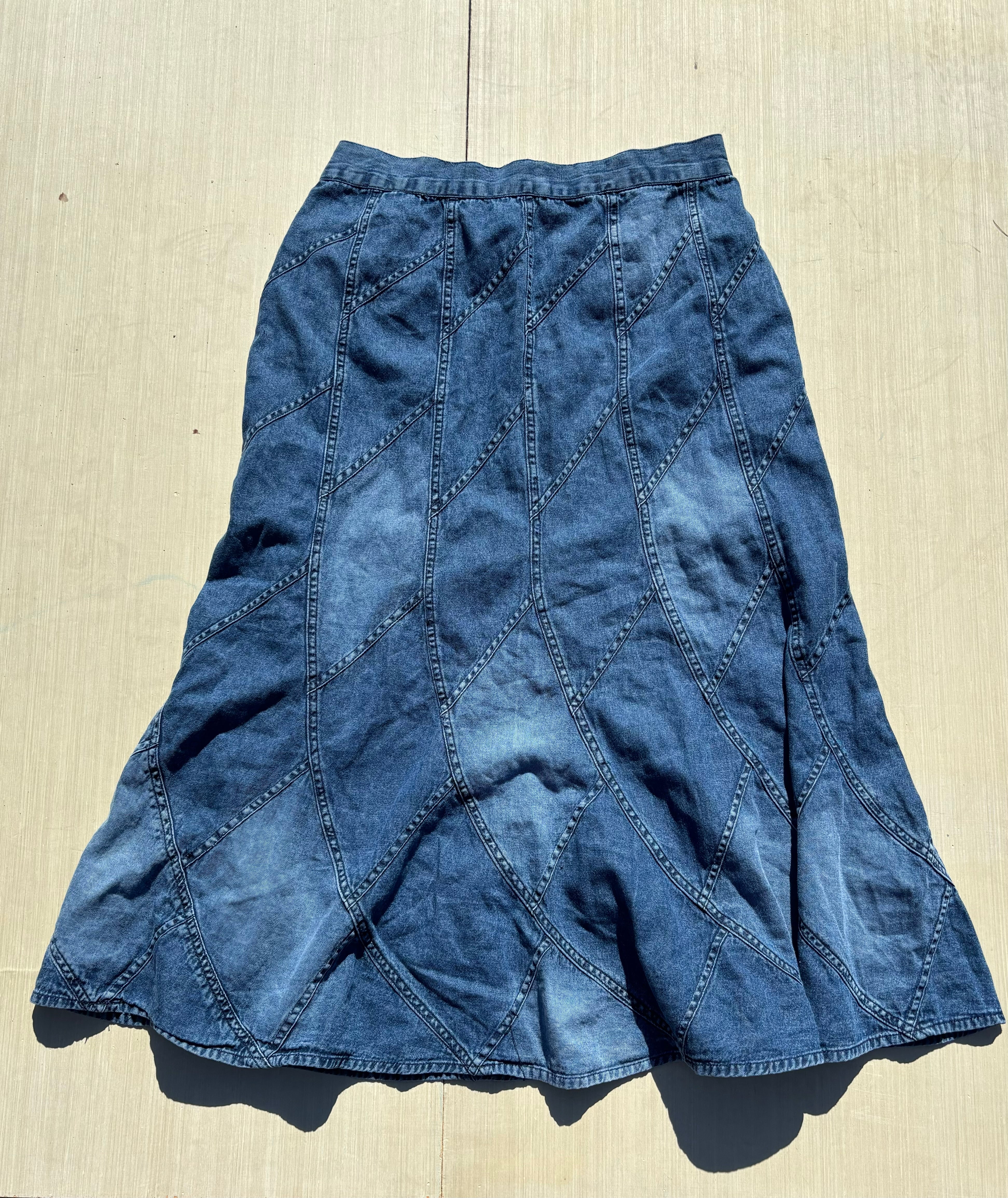blue studio west denim maxi, L