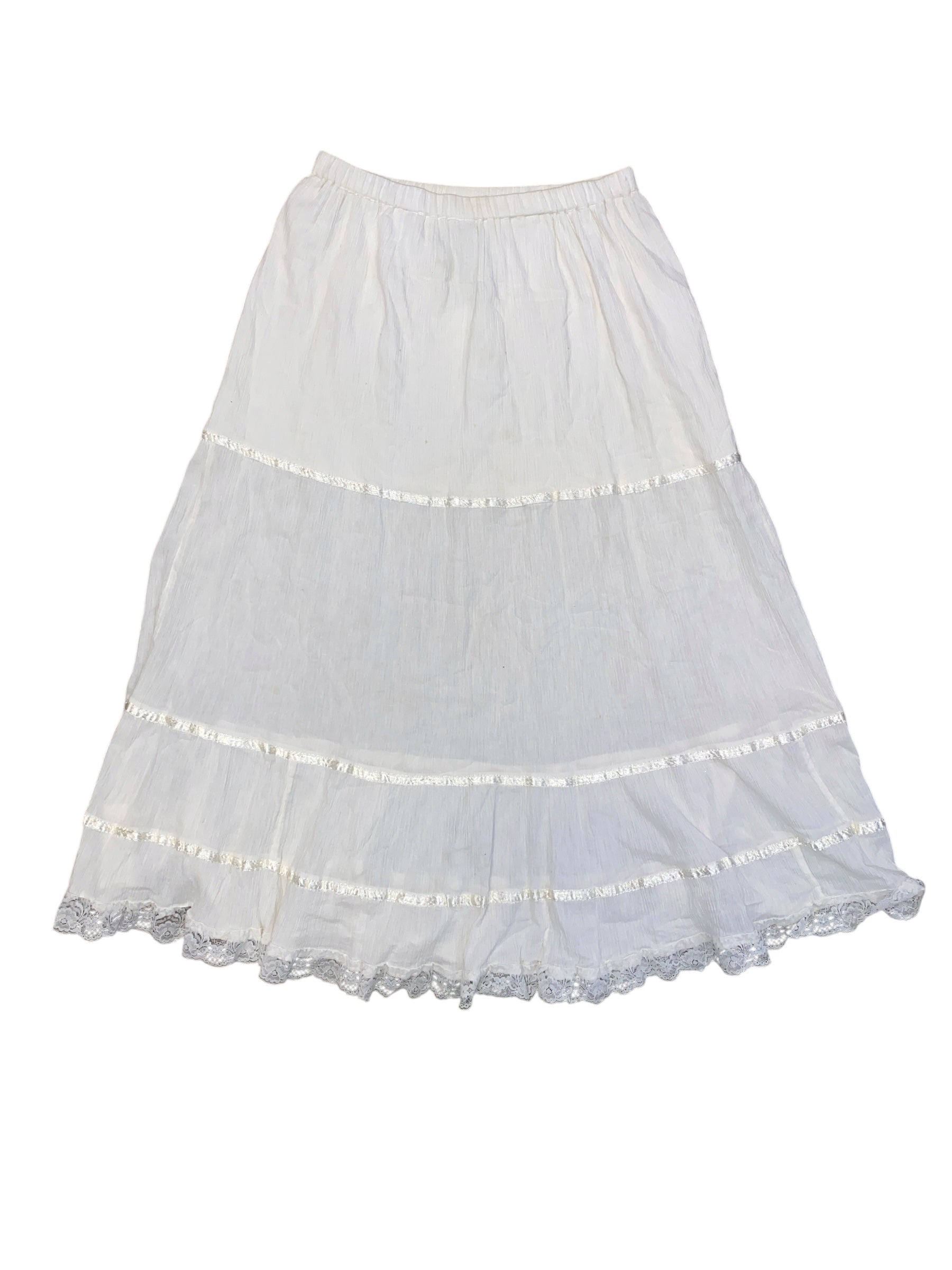 white mary jane maxi skirt w/ ribbon, L