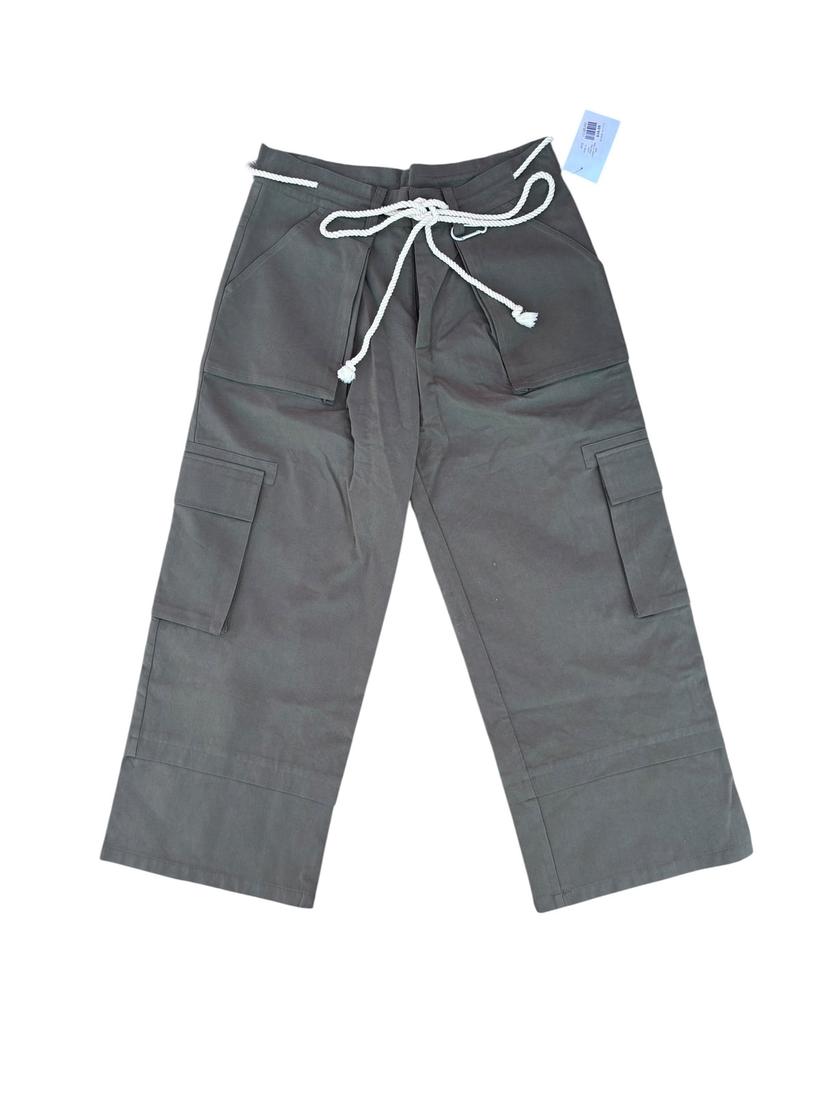 green prnp wide leg cargo w rope belt, s