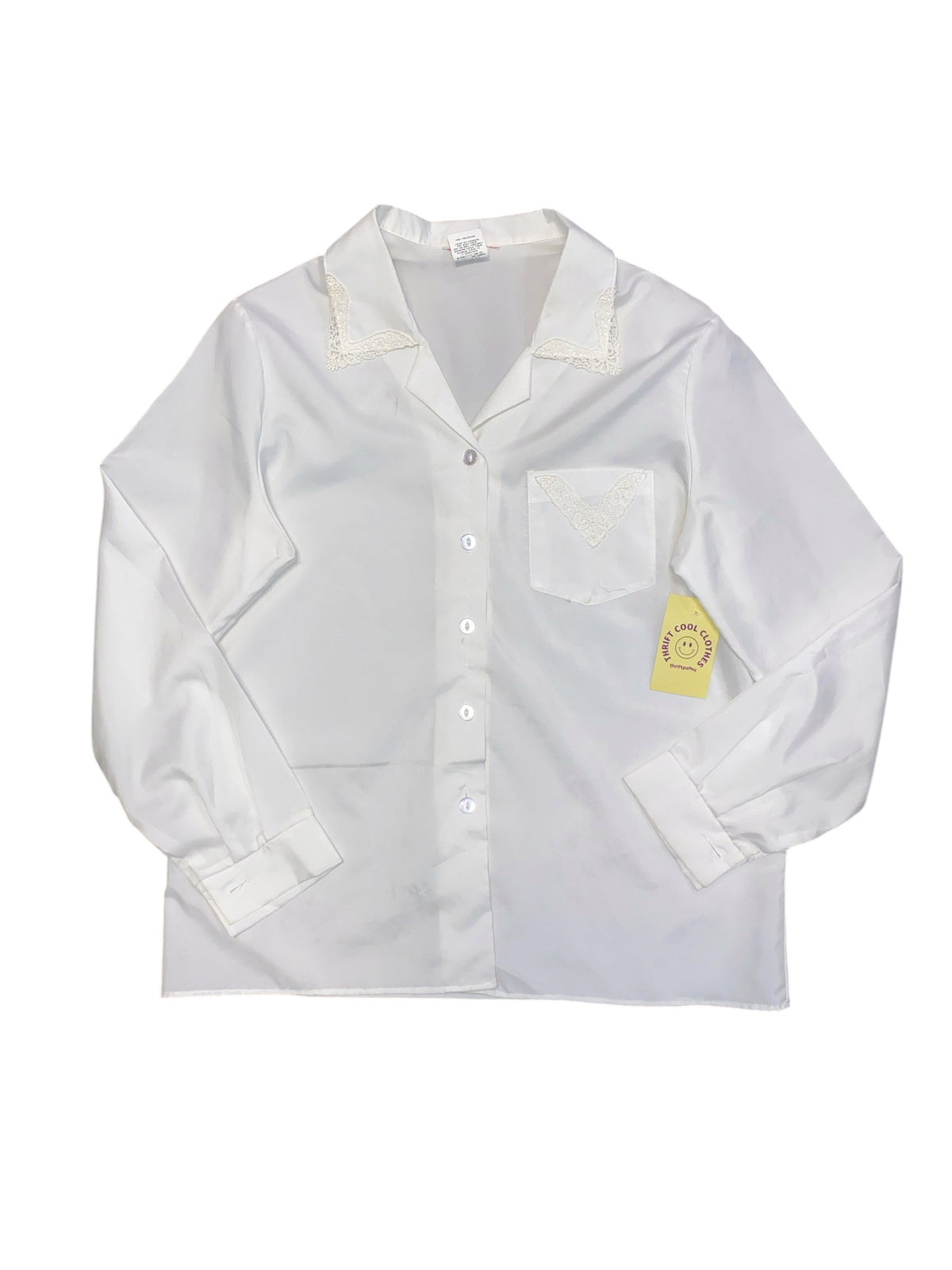 White  Lace collar ls button up, 16
