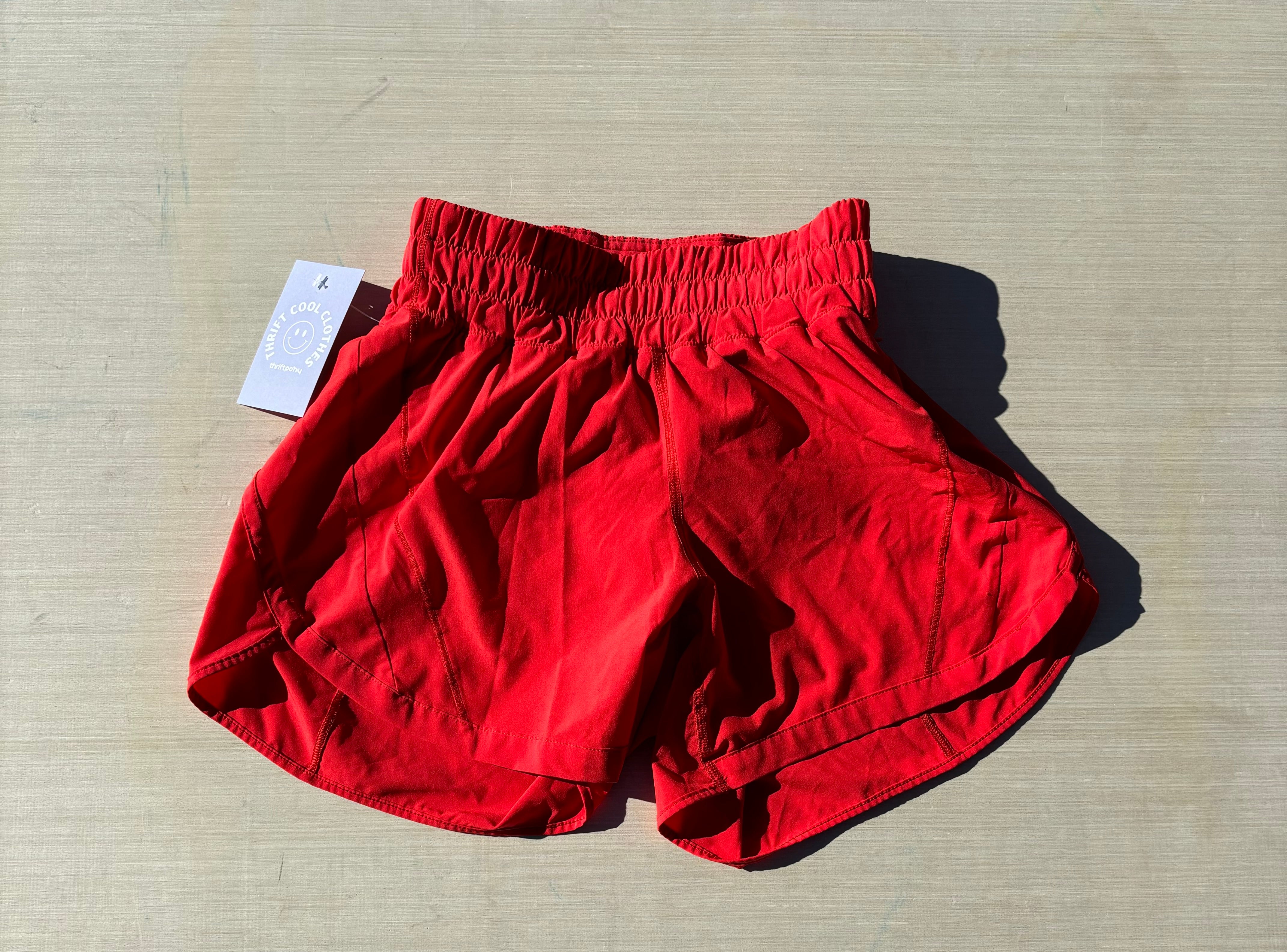 red lululemon running shorts, XS