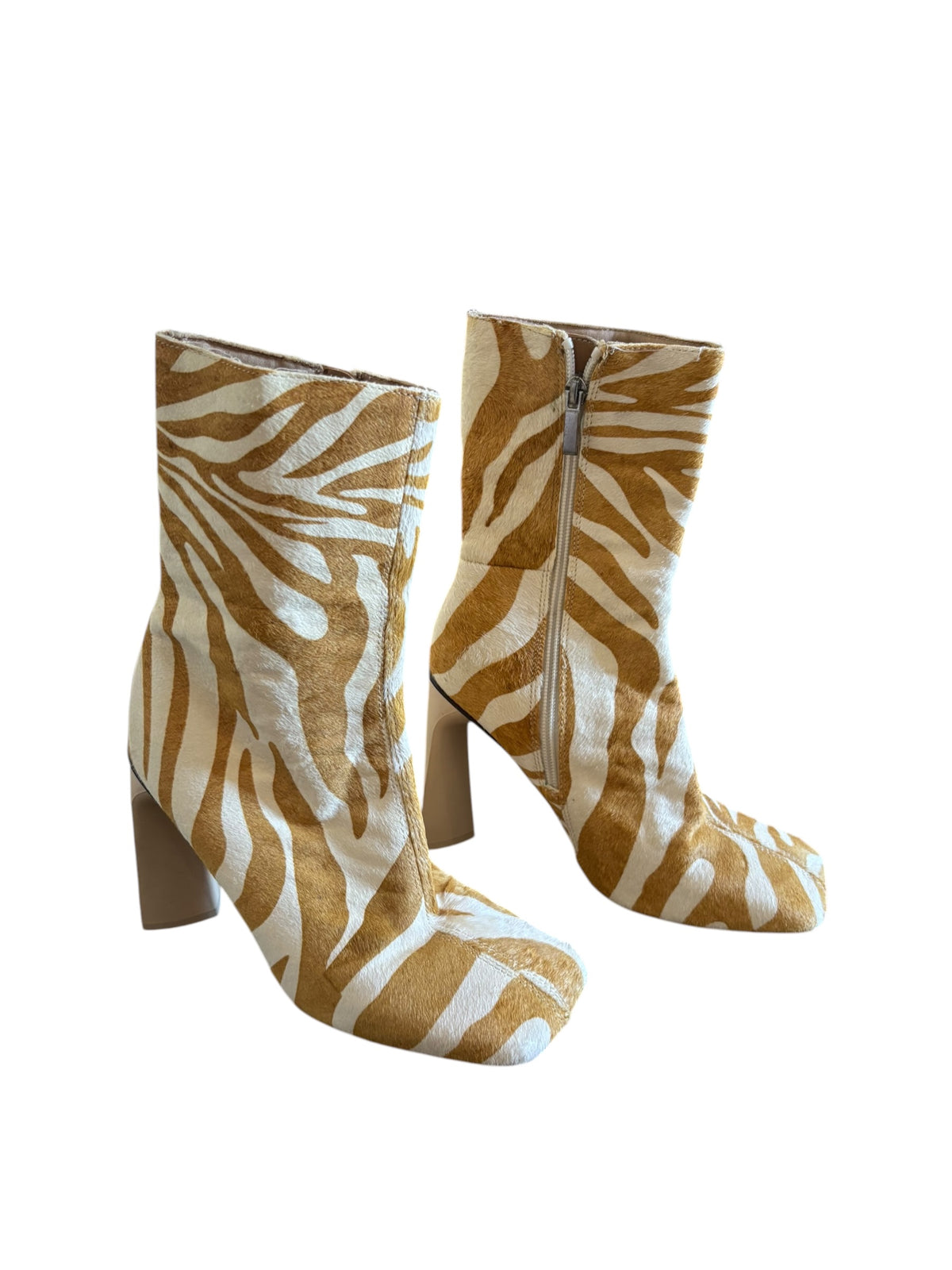 yellow cream asos zebra booties, 7