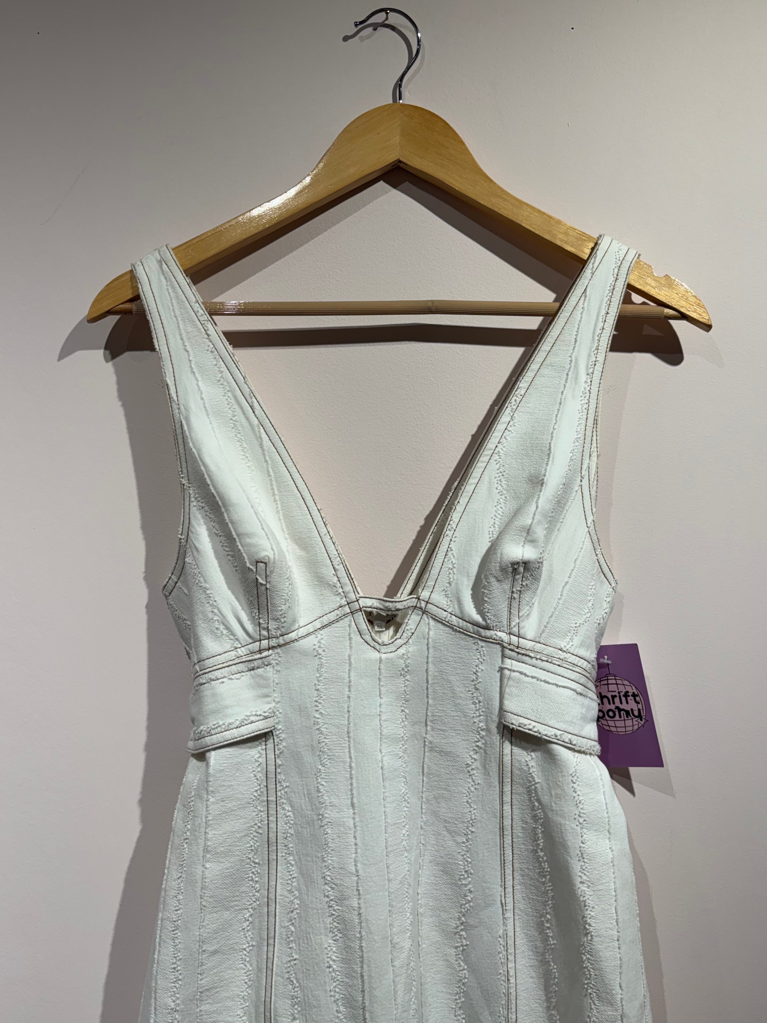 white acler denim v neck dress 4