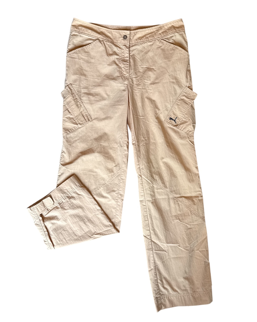 khaki puma windbreaker pants, m