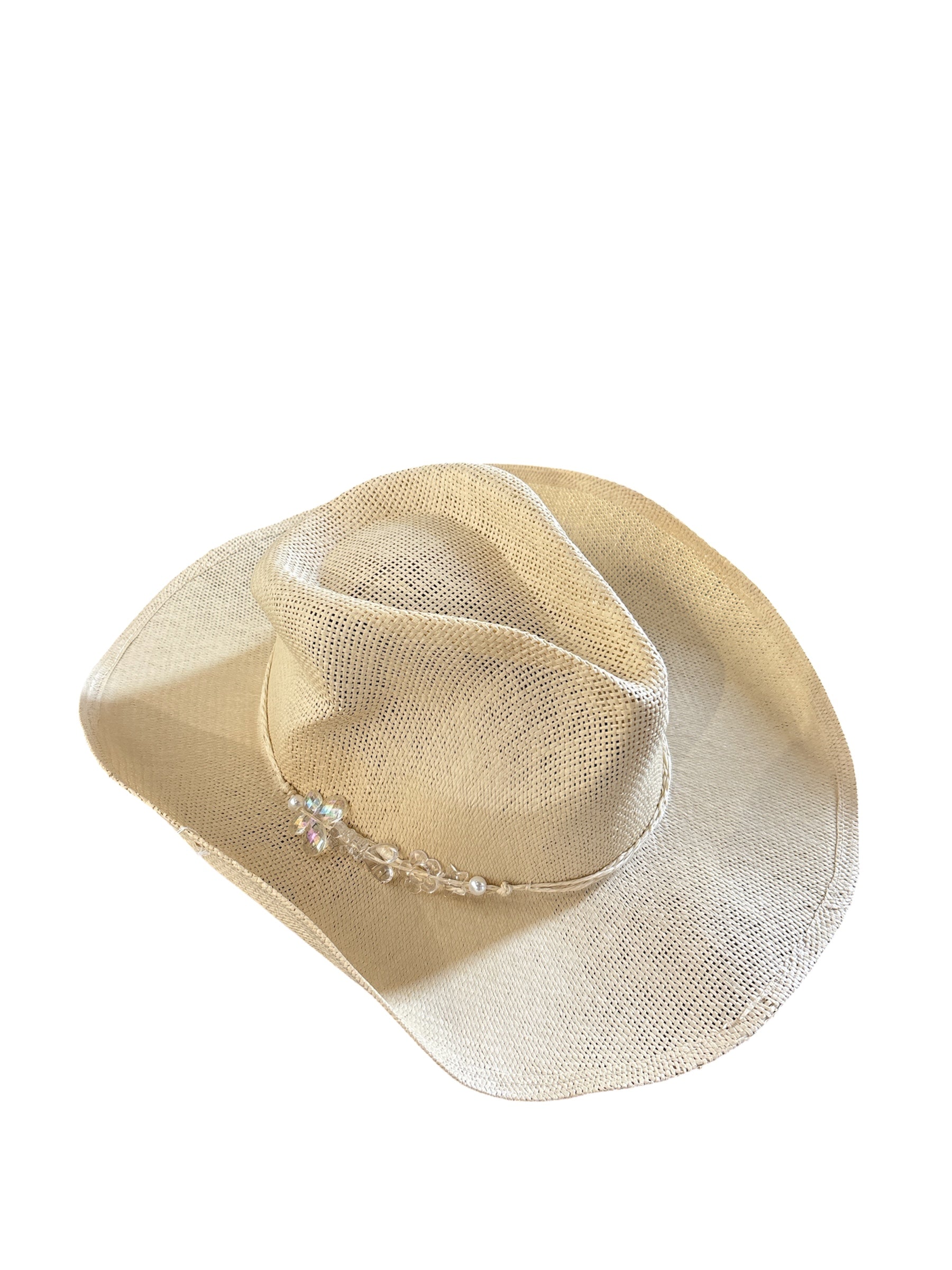 tan wild fable weave hat w acrylic charms