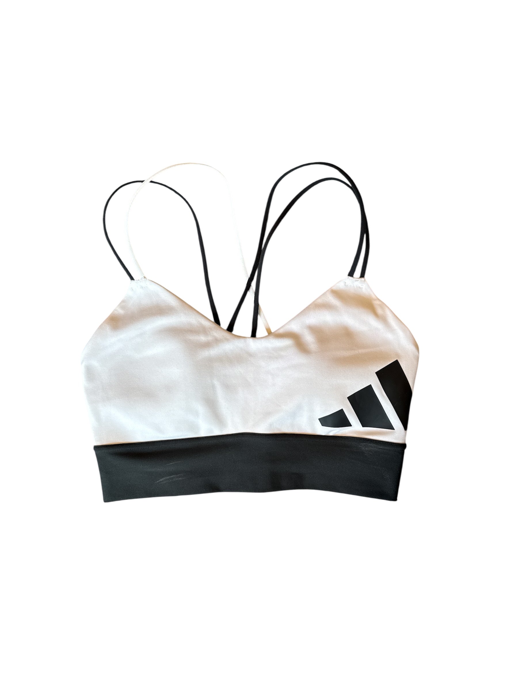 white black adidas sports bra logo, S