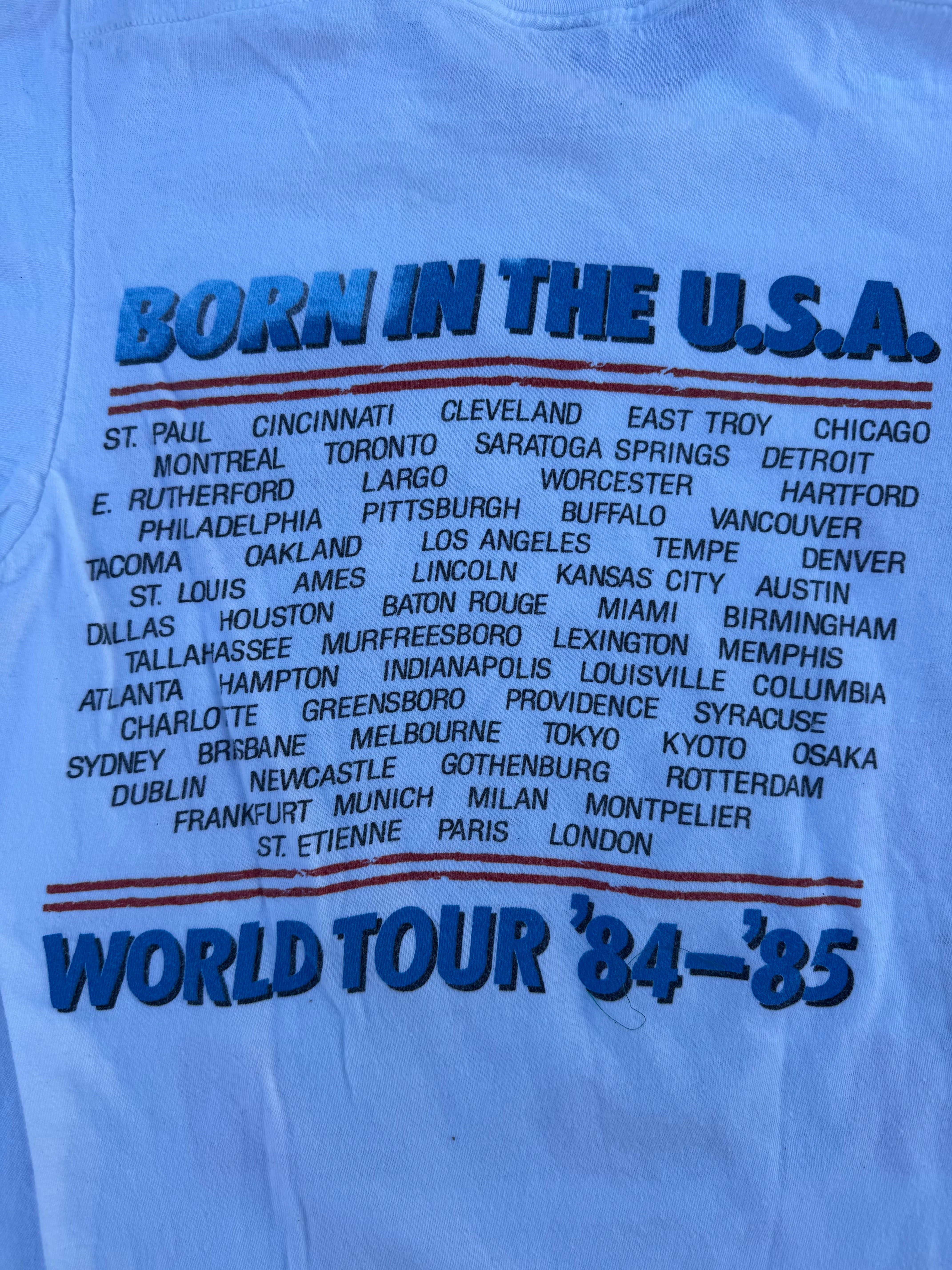 white  1984 bruce springsteen and the e street band born in the USA tour tee, m