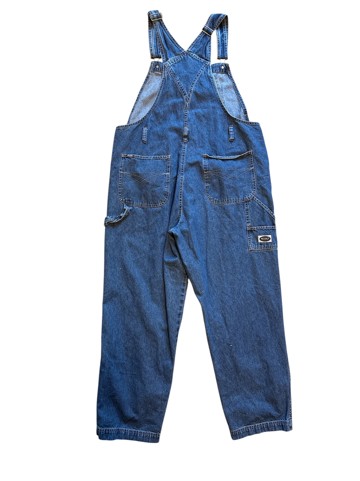 medium wash revolt denim overals, 18 (fits like L/XL)