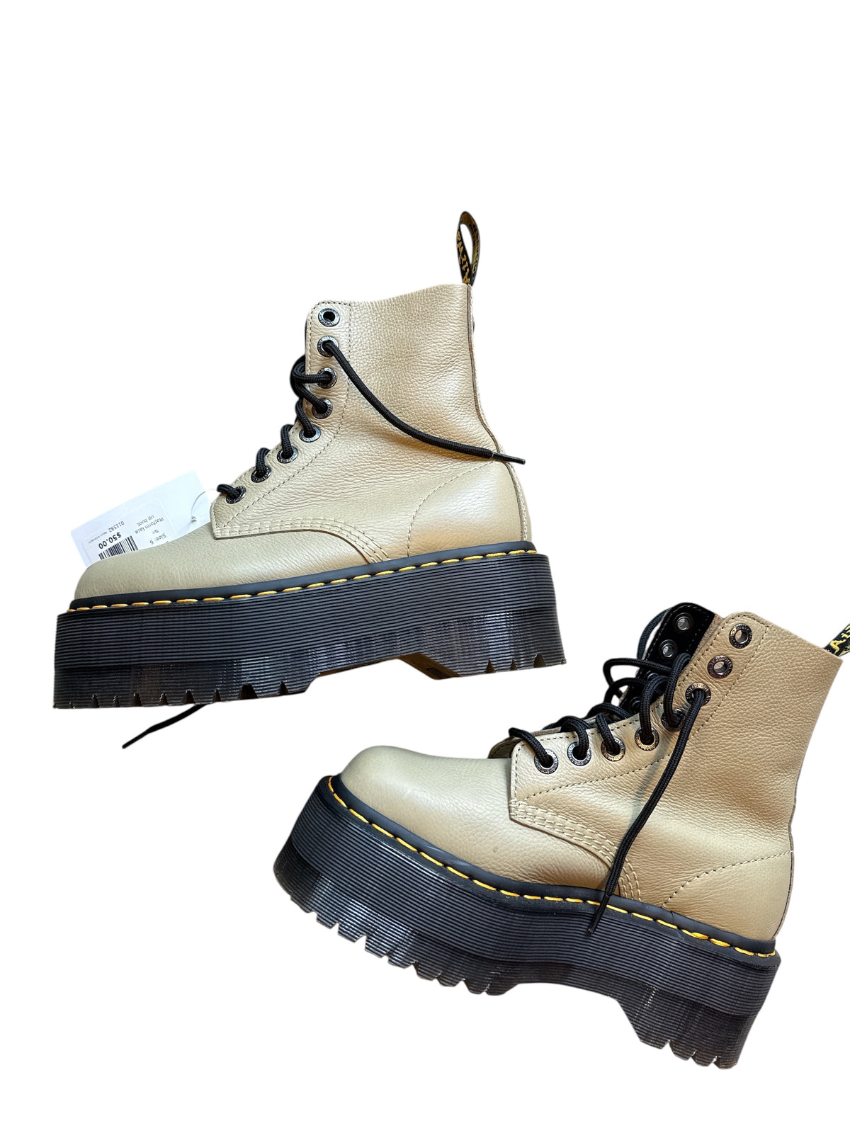 Tan Dr. Marten Platform lace up boot, 6 womens