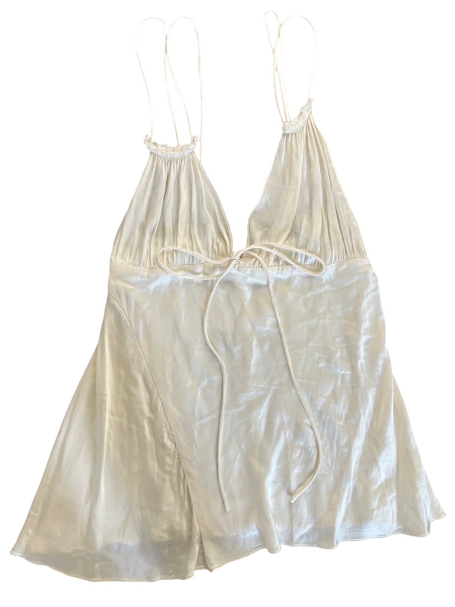 cream zara silky strappy tank top, L