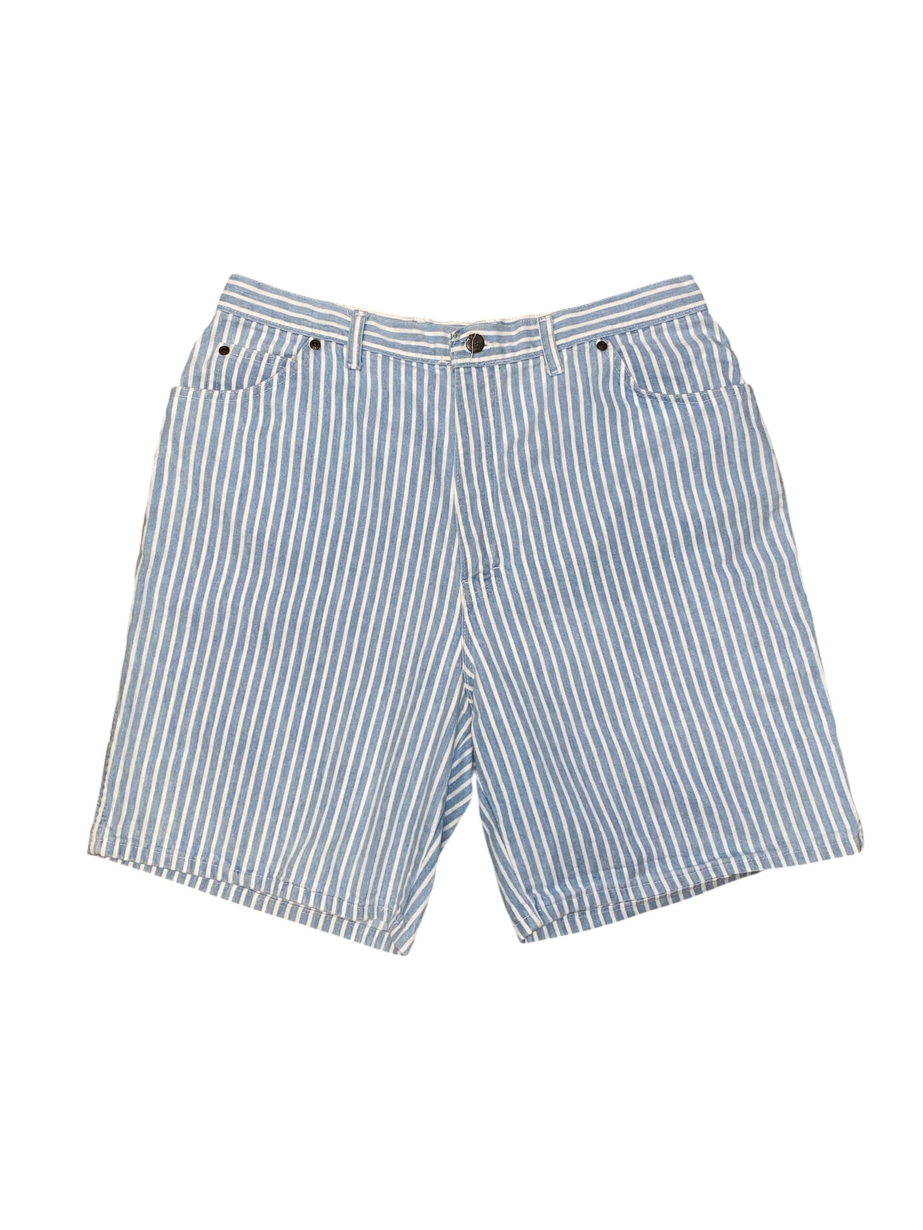 blue white USA vtg pinstripe high waisted shorts, 18W