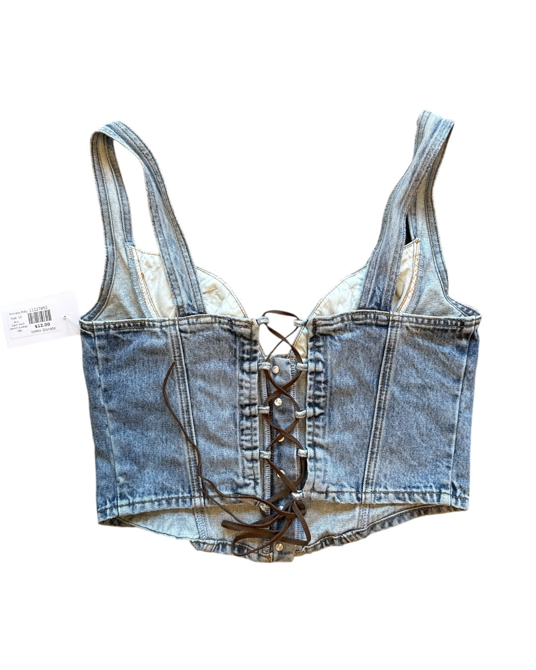 Blue Princess Polly Lace back denim bustier top, 10