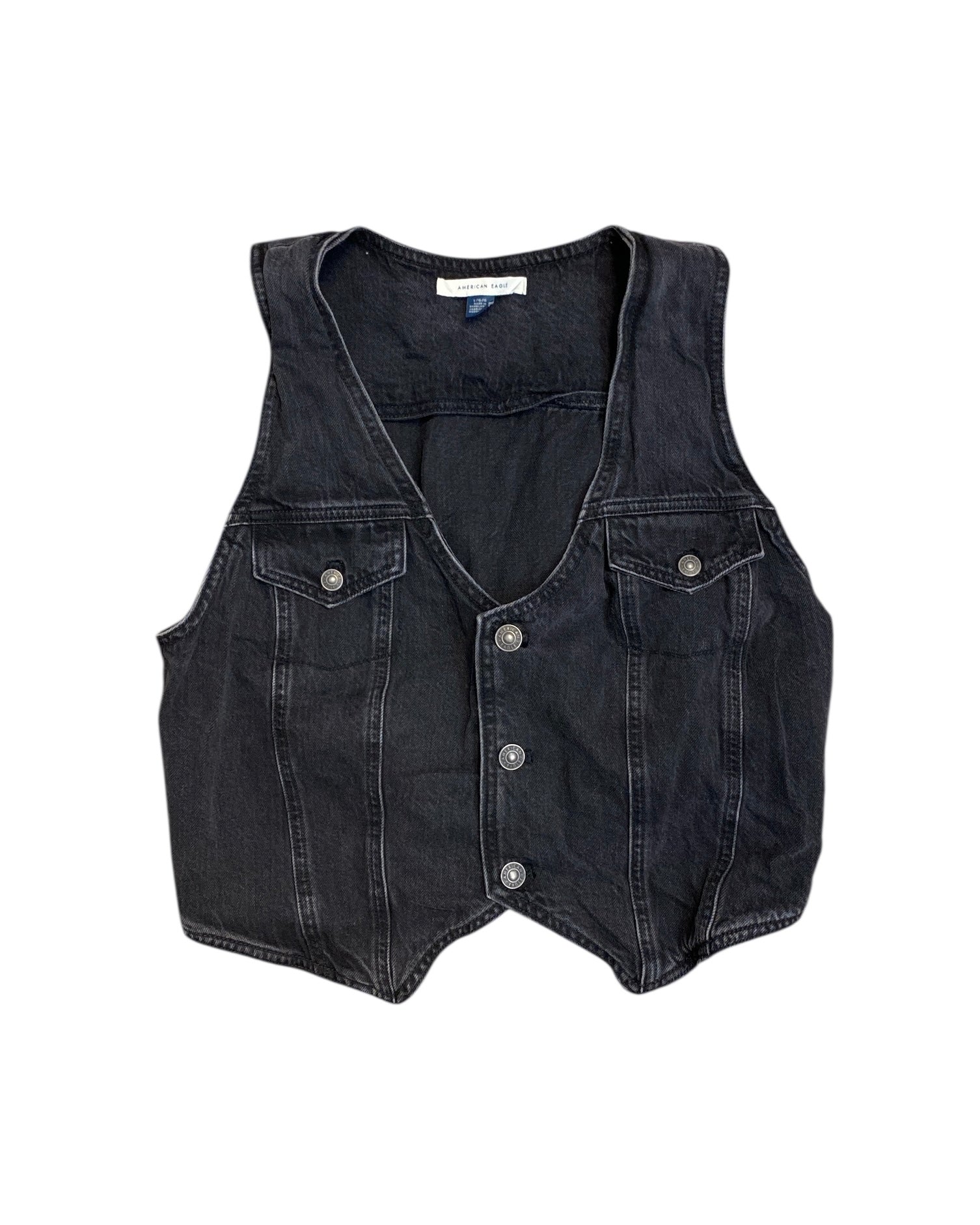 black american eagle denim vest, L