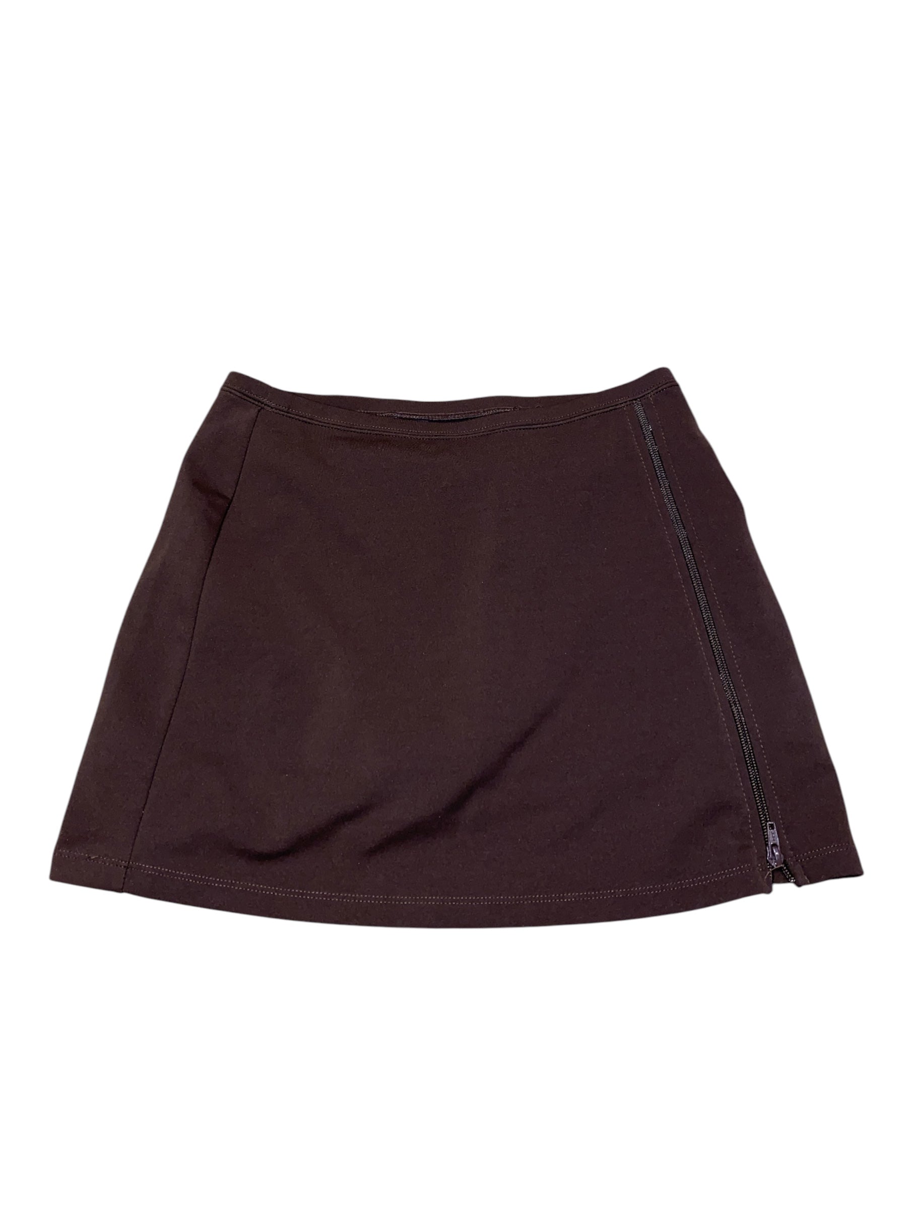 brown express zip mini skirt, s